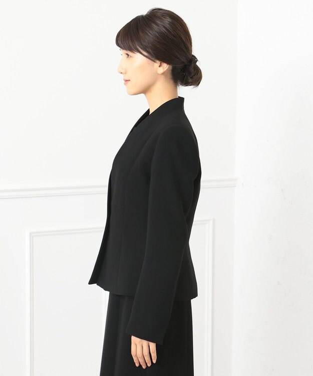 自由区 FORMAL 【ストレッチ素材】NOIE15平二重 ノーカラージャケット ブラック系