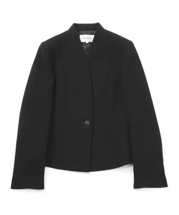 自由区 FORMAL 【ストレッチ素材】NOIE15平二重 ノーカラージャケット ブラック系