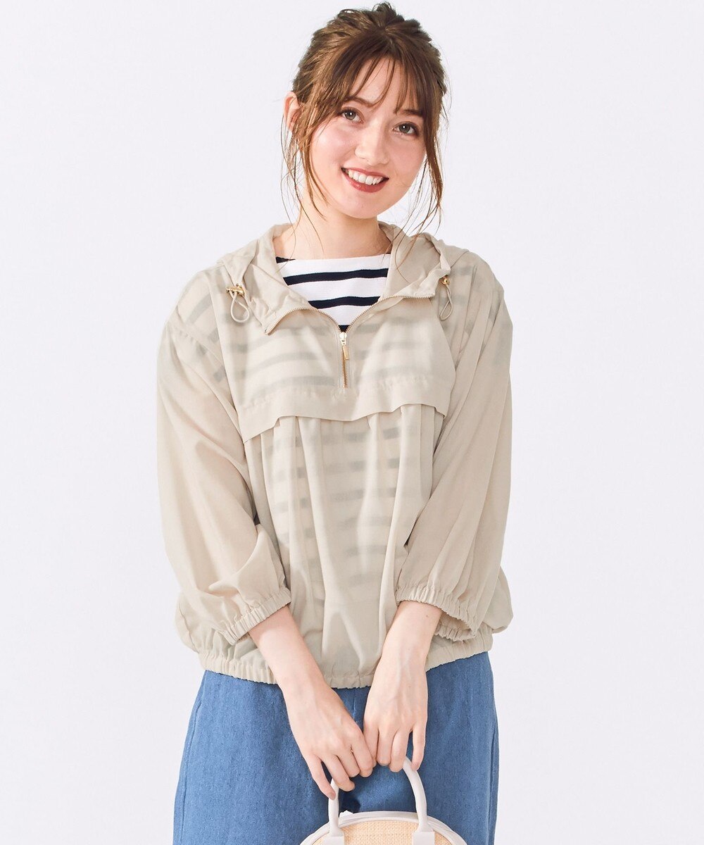 【オンワード】 Feroux>ジャケット/アウター ハーフジップシアー フーディー キャメル 2 レディース 【送料無料】