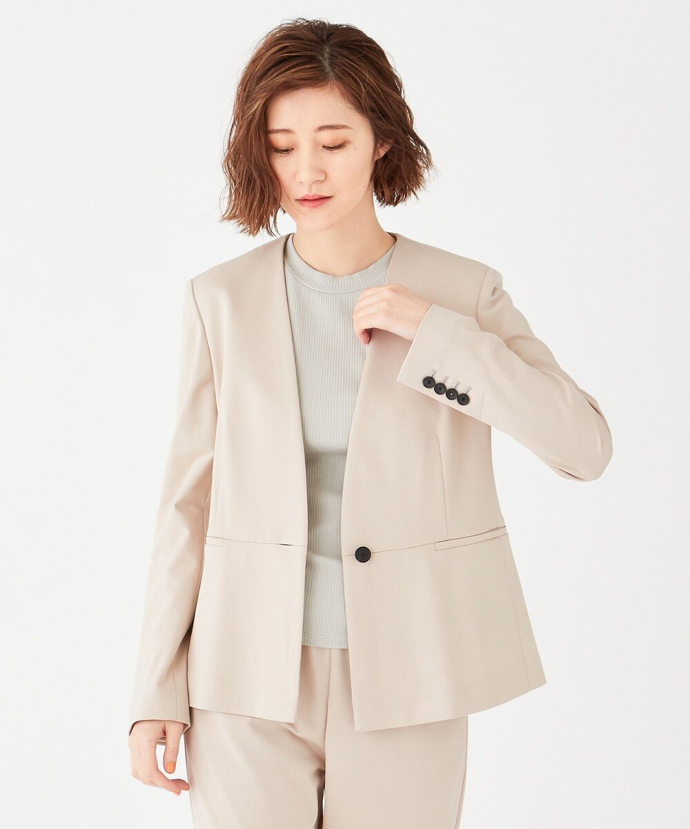 【オンワード】 Paul Smith>ジャケット/アウター 【洗える!】 コンフォータブルテーラリング ノーカラージャケット ネイビー 38 レディース 【送料無料】