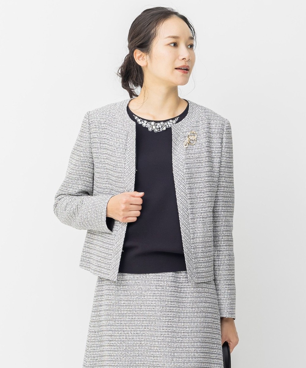 【オンワード】 自由区>ジャケット/アウター 【Sサイズ有】カラミ ツイード ジャケット ブラック 32 レディース 【送料無料】