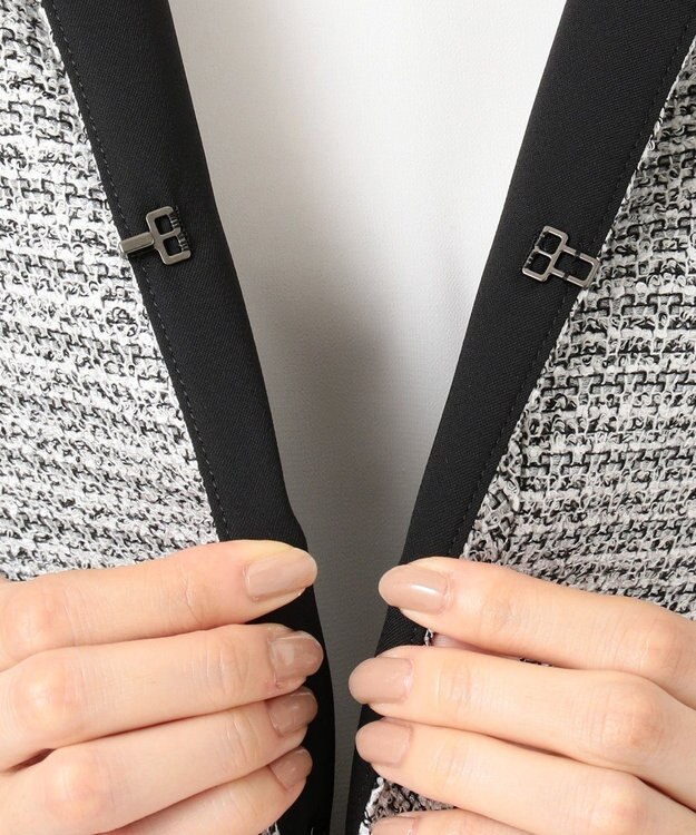 自由区 【Sサイズ有】カラミ ツイード ジャケット ブラック系1