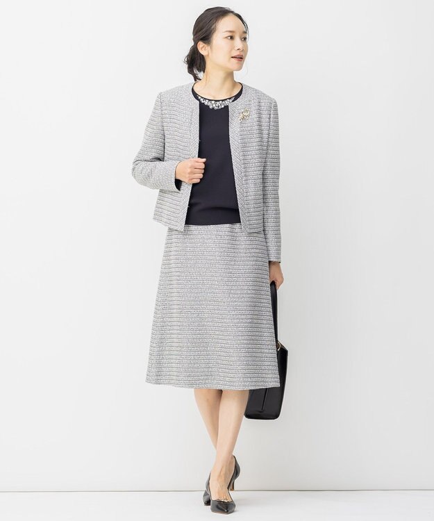 自由区 【Sサイズ有】カラミ ツイード ジャケット ブラック系1