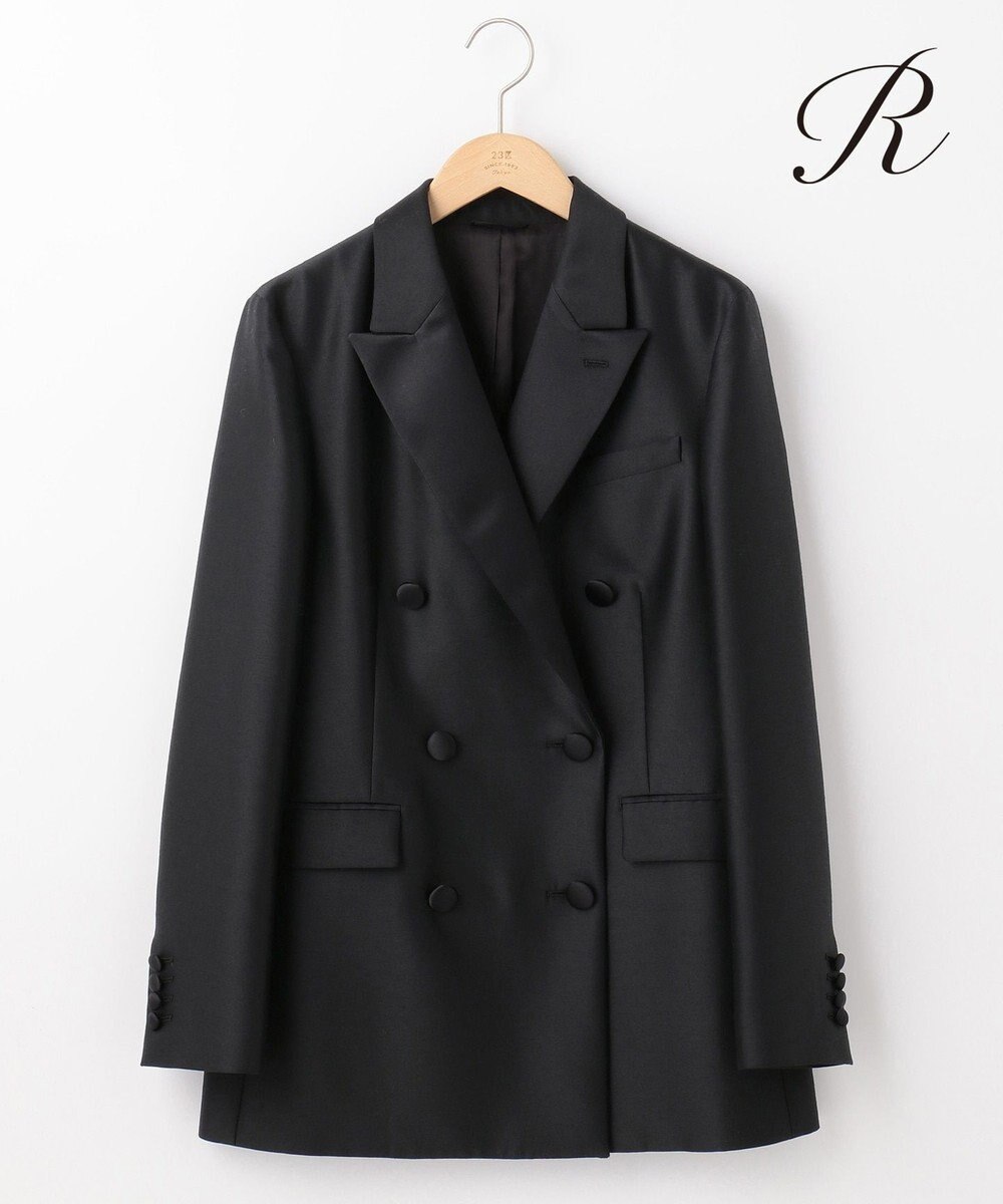 23区 【R(アール)】WOOL SILK DOUBLE CLOTH タキシード ジャケット ブラック系