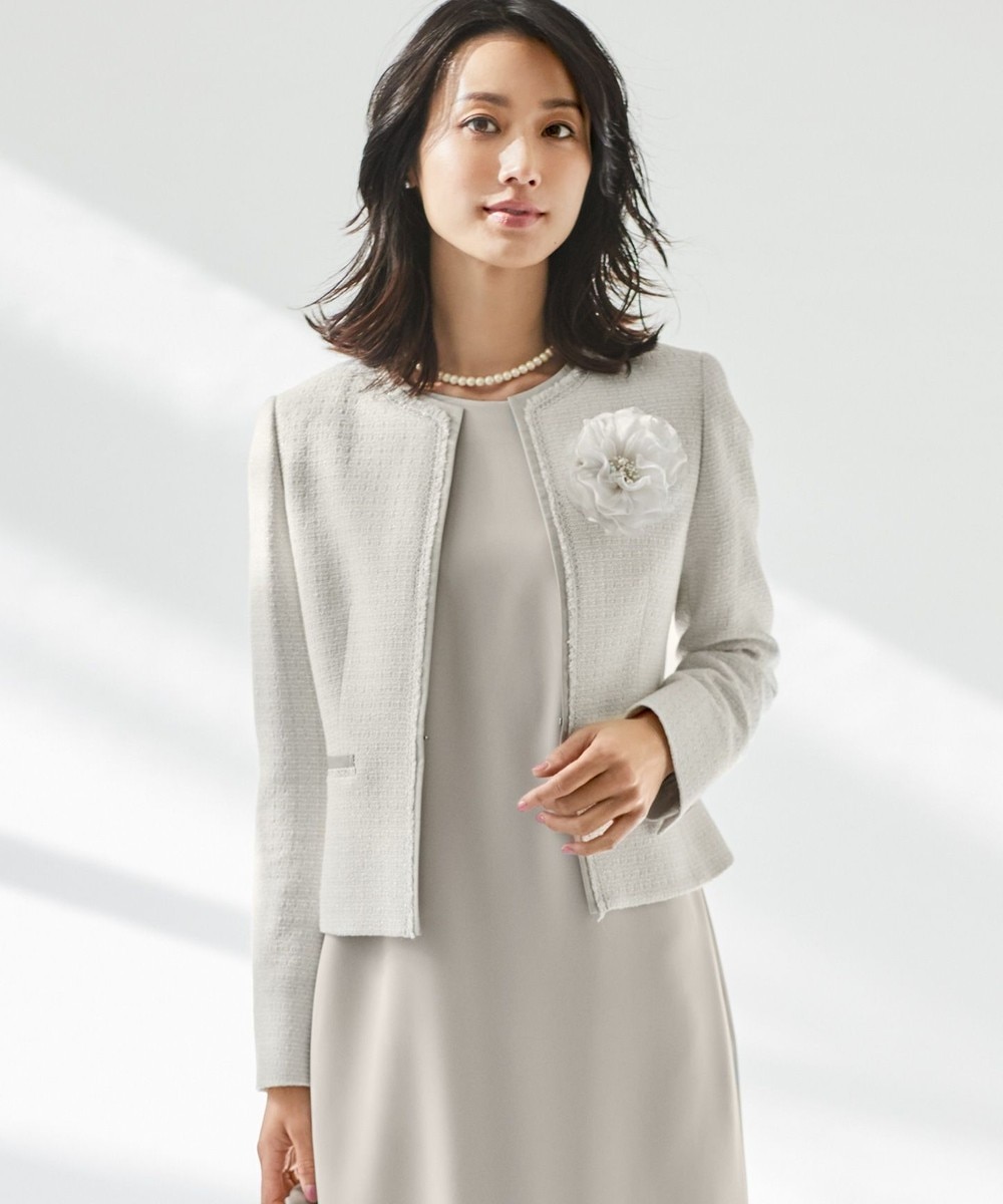 【オンワード】 23区 S>ジャケット/アウター 【セットアップ対応】ライトシャインツイード ノーカラージャケット ネイビー 30 レディース 【送料無料】