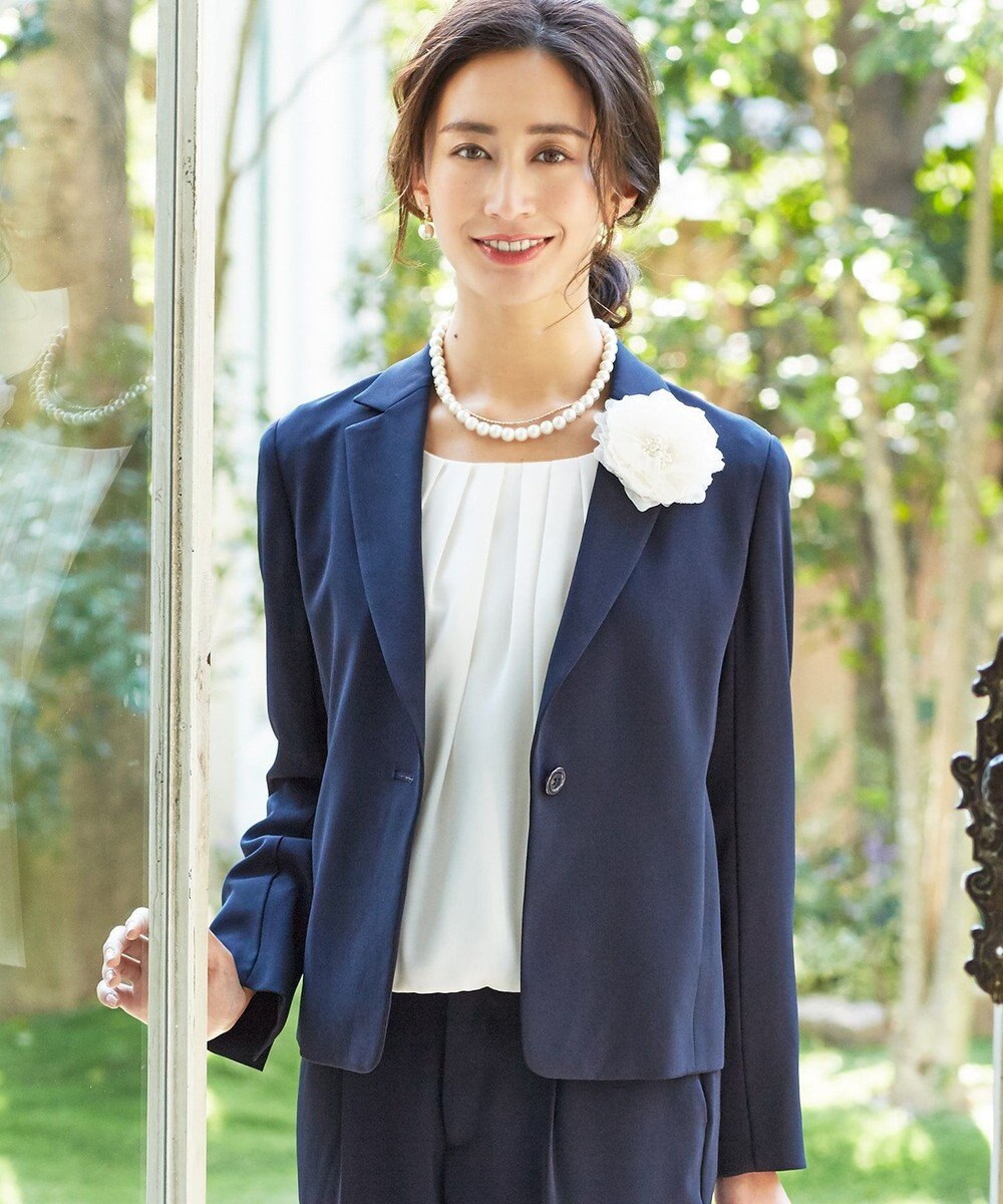 組曲 オンワード樫山・コットン素材テーラードジャケット茶色ブラウン