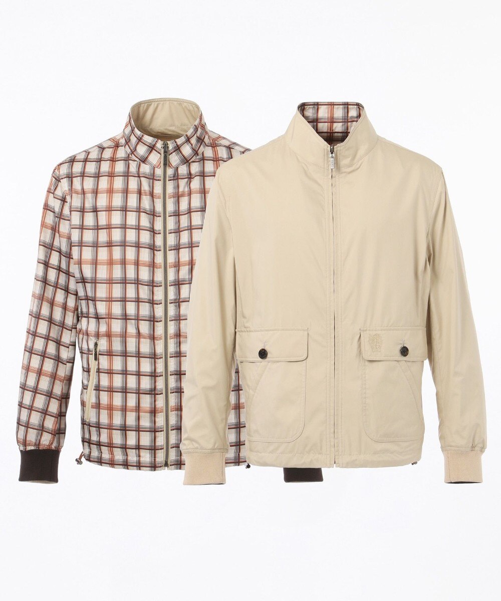 【オンワード】 DAKS>ジャケット/アウター 【トランスフィギアチェック】マイクロタフタ リバーシブル ブルゾン ベージュ LL メンズ 【送料無料】