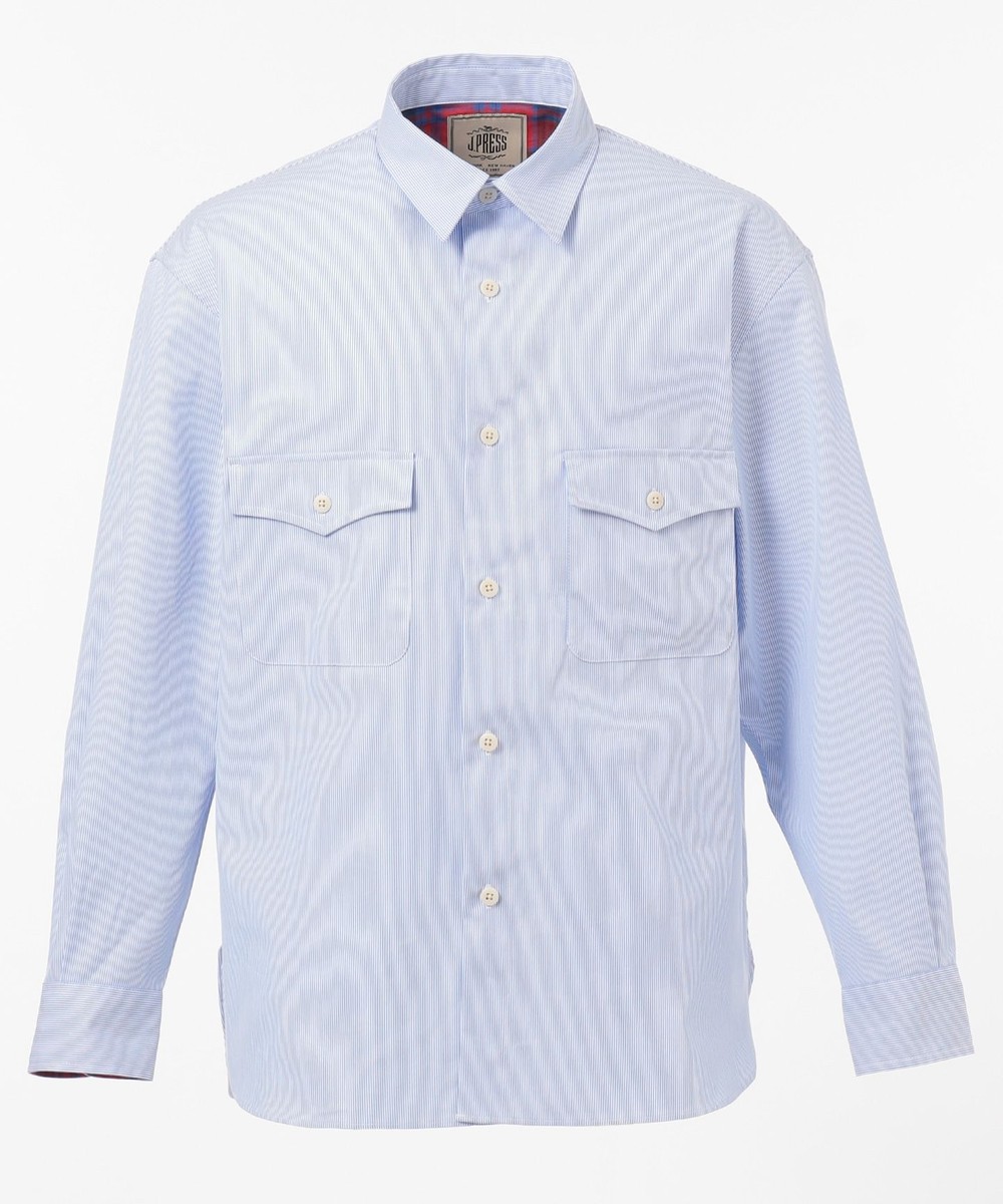 【オンワード】 J.PRESS MEN>トップス コードレーン×チェック シャツブルゾン サックスブルー L メンズ 【送料無料】