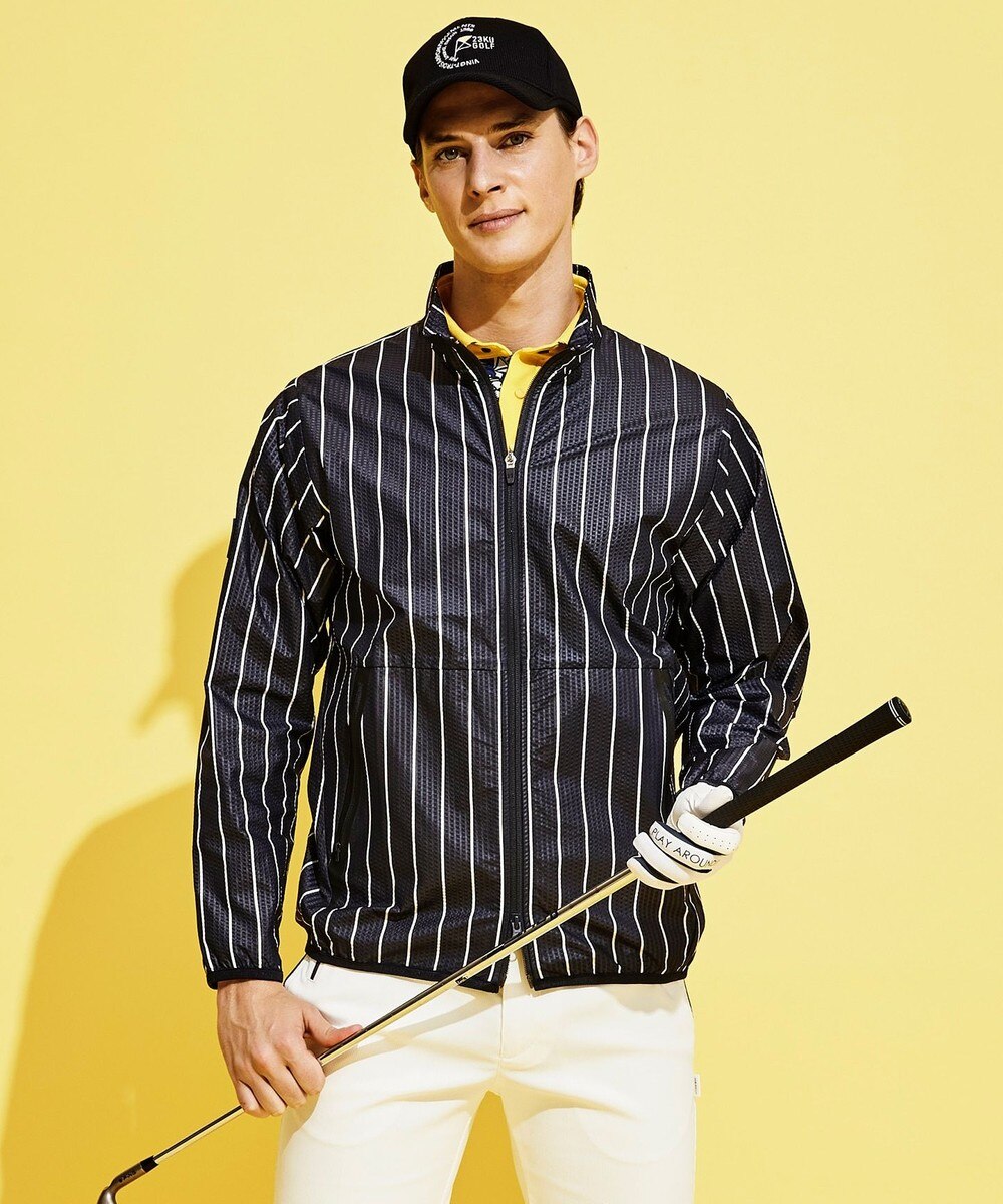 【オンワード】 23区GOLF>ジャケット/アウター 【MEN】【撥水/ストレッチ/ポケッタブル】ストライプ柄 ブルゾン ネイビー L メンズ 【送料無料】