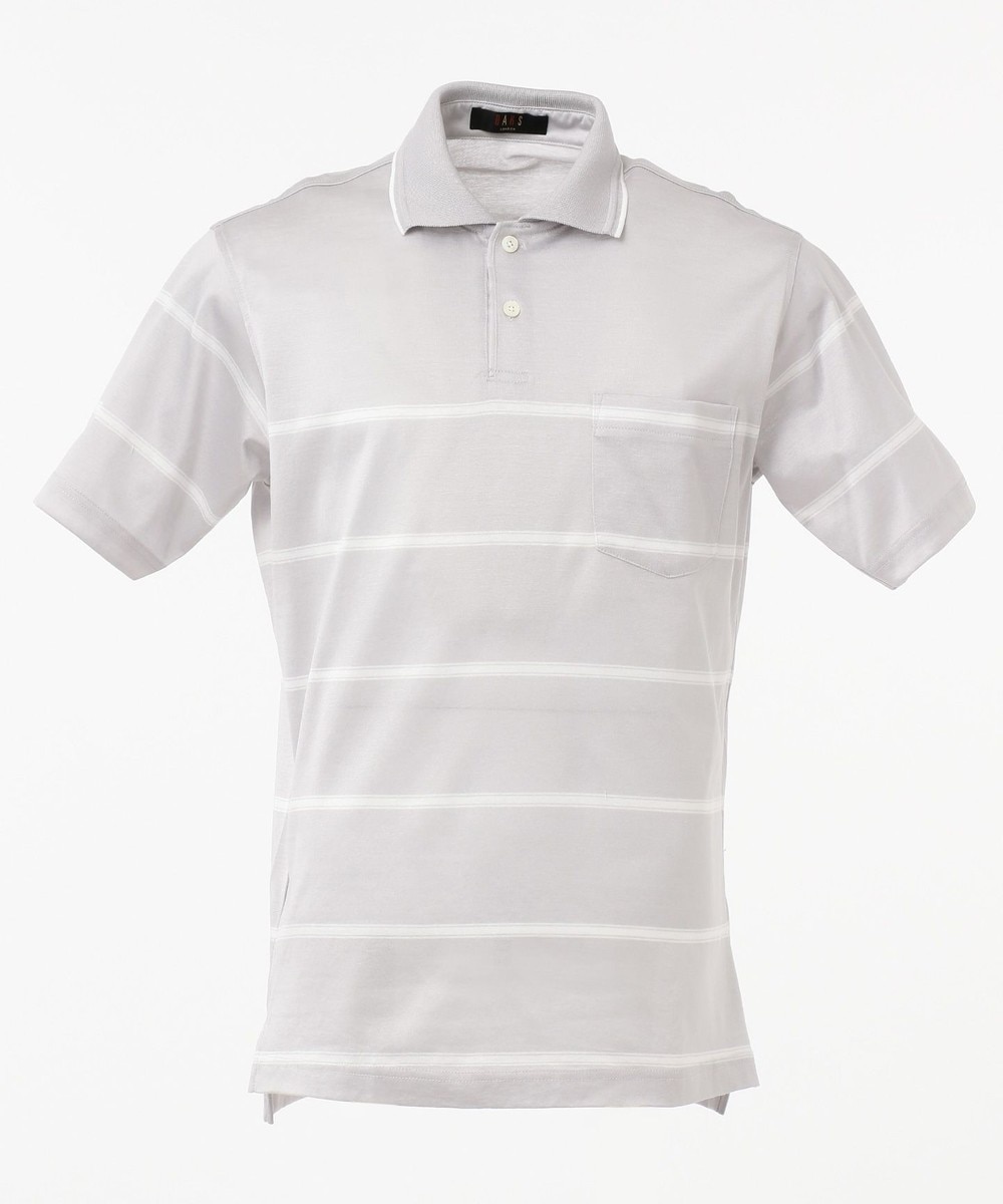 【オンワード】 DAKS>トップス 天竺パネルボーダー ポロシャツ ライトグレー M メンズ 【送料無料】