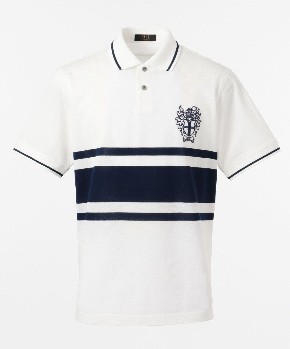 【オンワード】 DAKS>トップス 【スタイリッシュ】BIGクレストボーダー ポロシャツ ホワイト L メンズ 【送料無料】