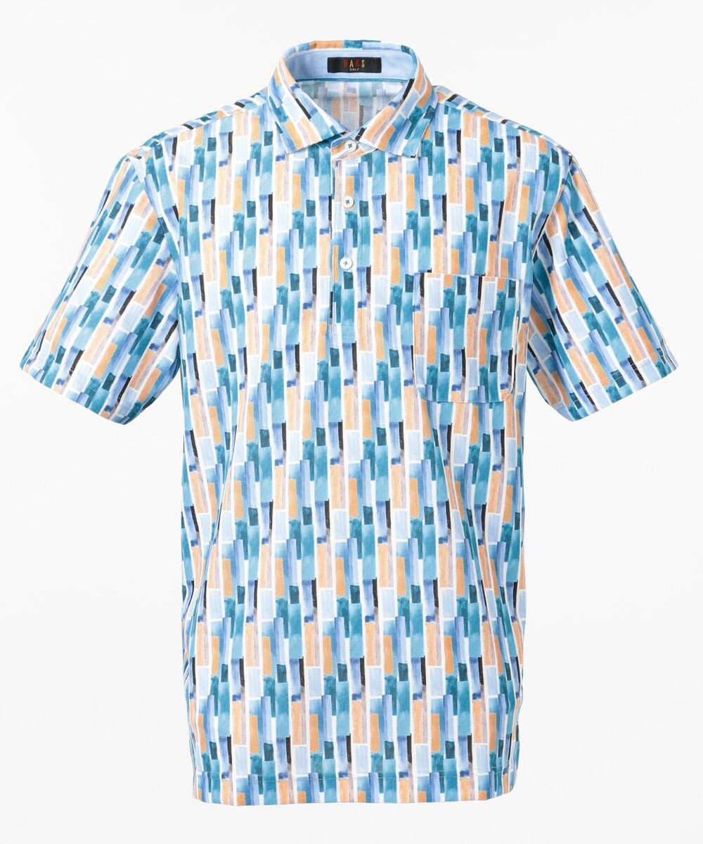DAKS GOLF 【MEN】ブロックストライプ ソアリオン ポロシャツ ターコイズブルー系8