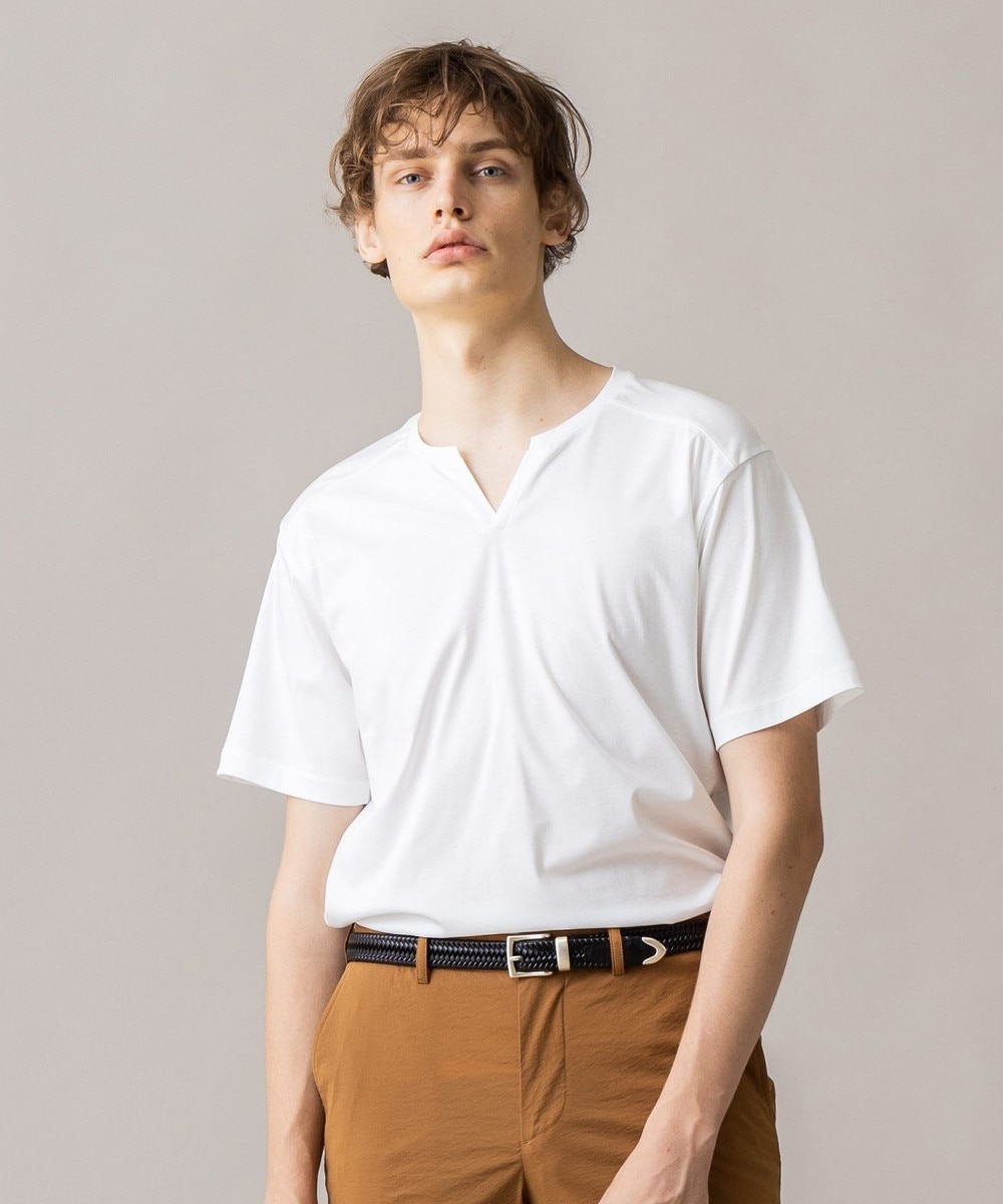 【オンワード】 JOSEPH MEN>トップス コットンソフィア キーネック Tシャツ ホワイト 50 メンズ 【送料無料】