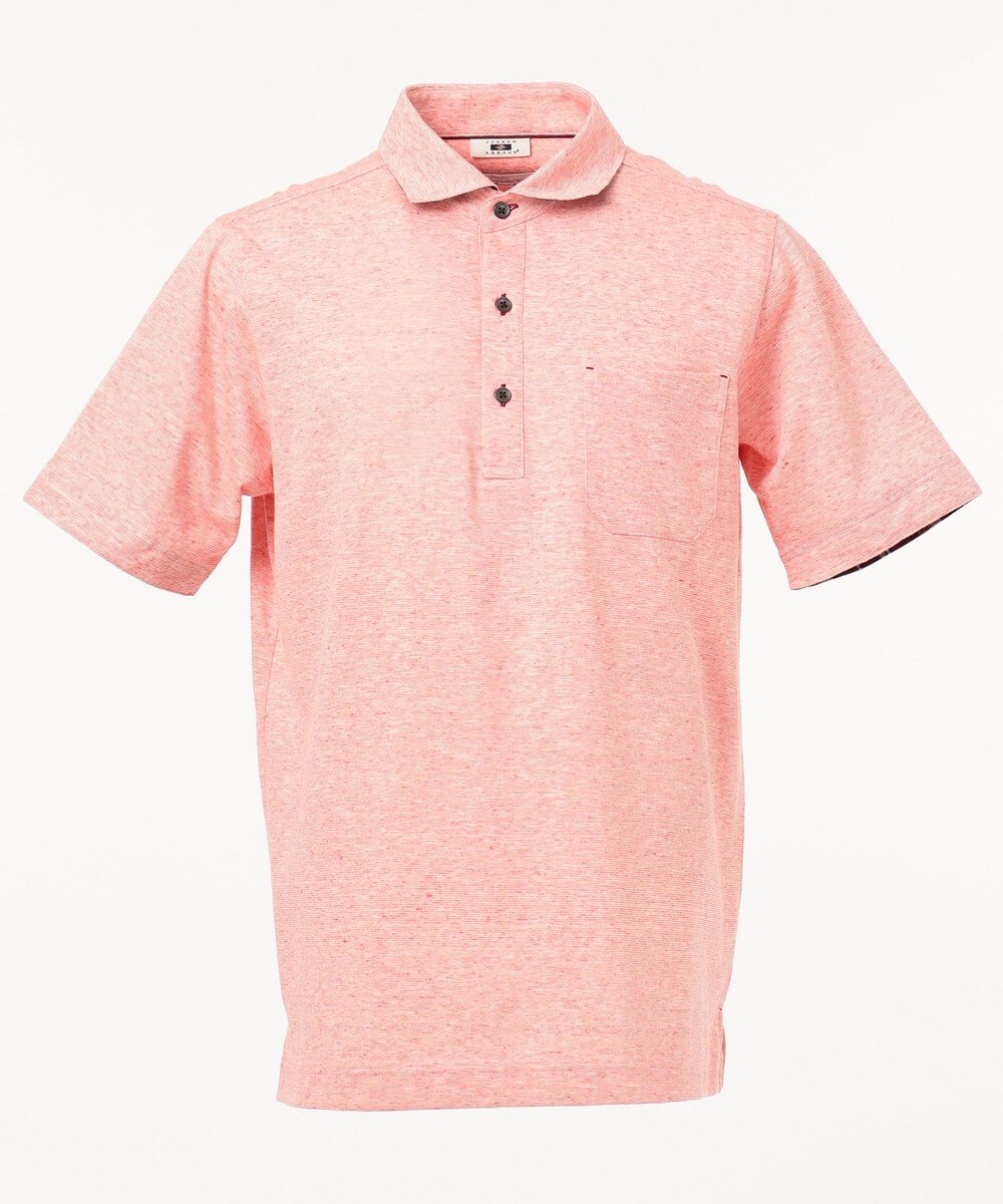 【オンワード】 JOSEPH ABBOUD>トップス 【LINIFICIO】リネンボーダー ポロシャツ レッド M メンズ 【送料無料】