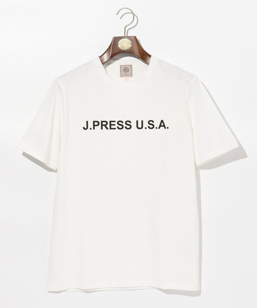 J.PRESS MEN ロゴクルーネック Tシャツ ホワイト系