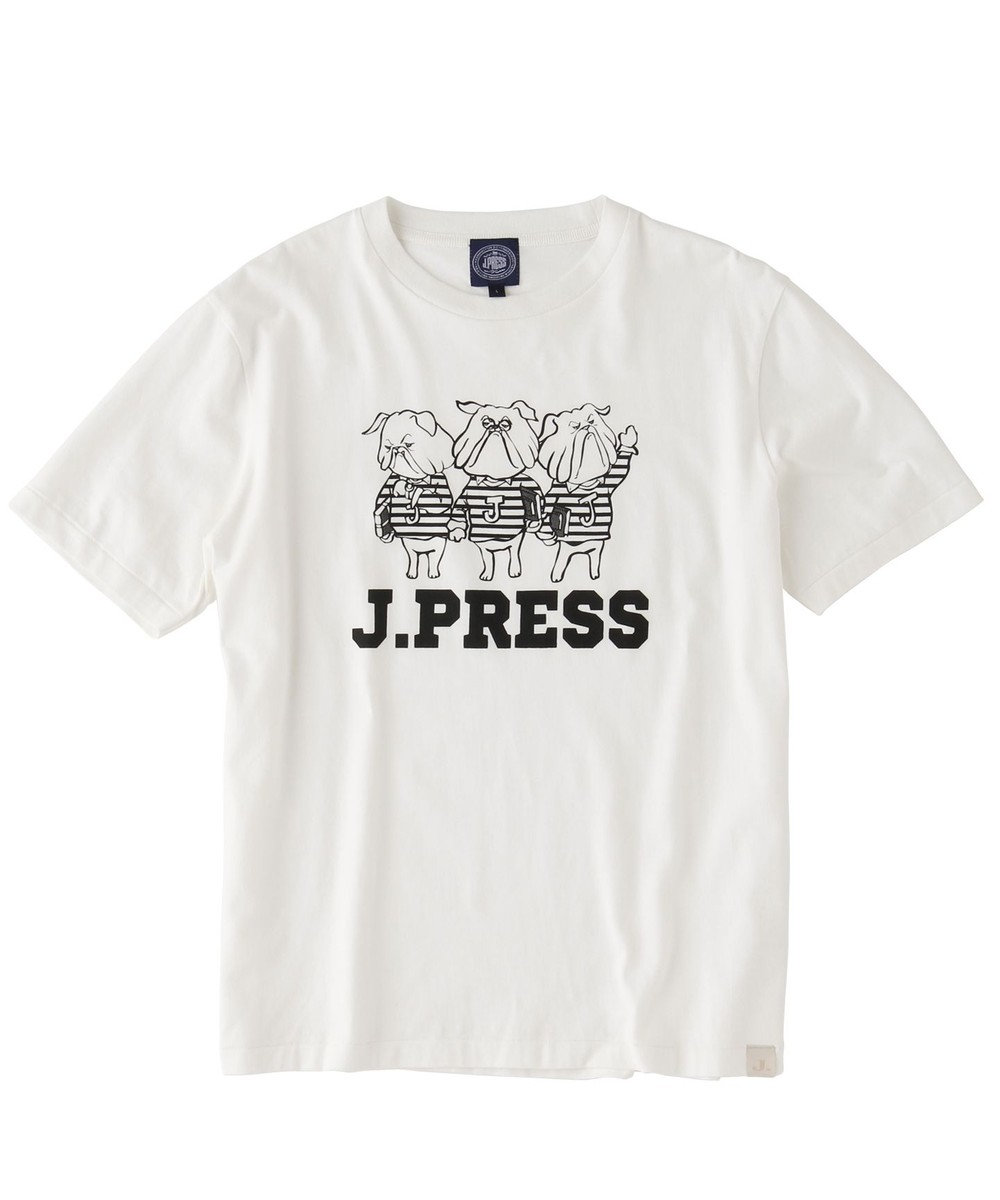J.PRESS MEN ブルドッグCG Tシャツ ホワイト系