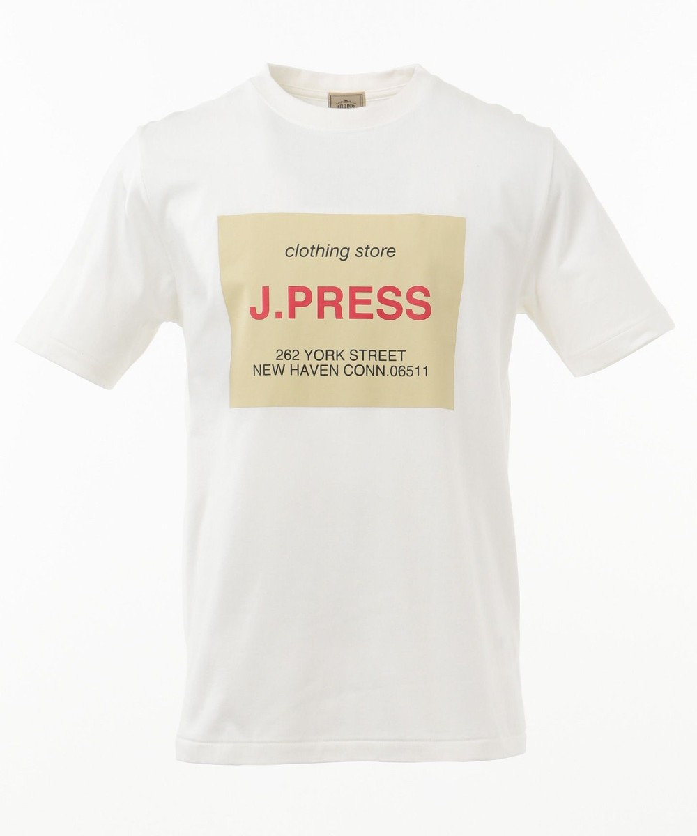 J.PRESS MEN 天竺 ボックスロゴ Tシャツ ホワイト系