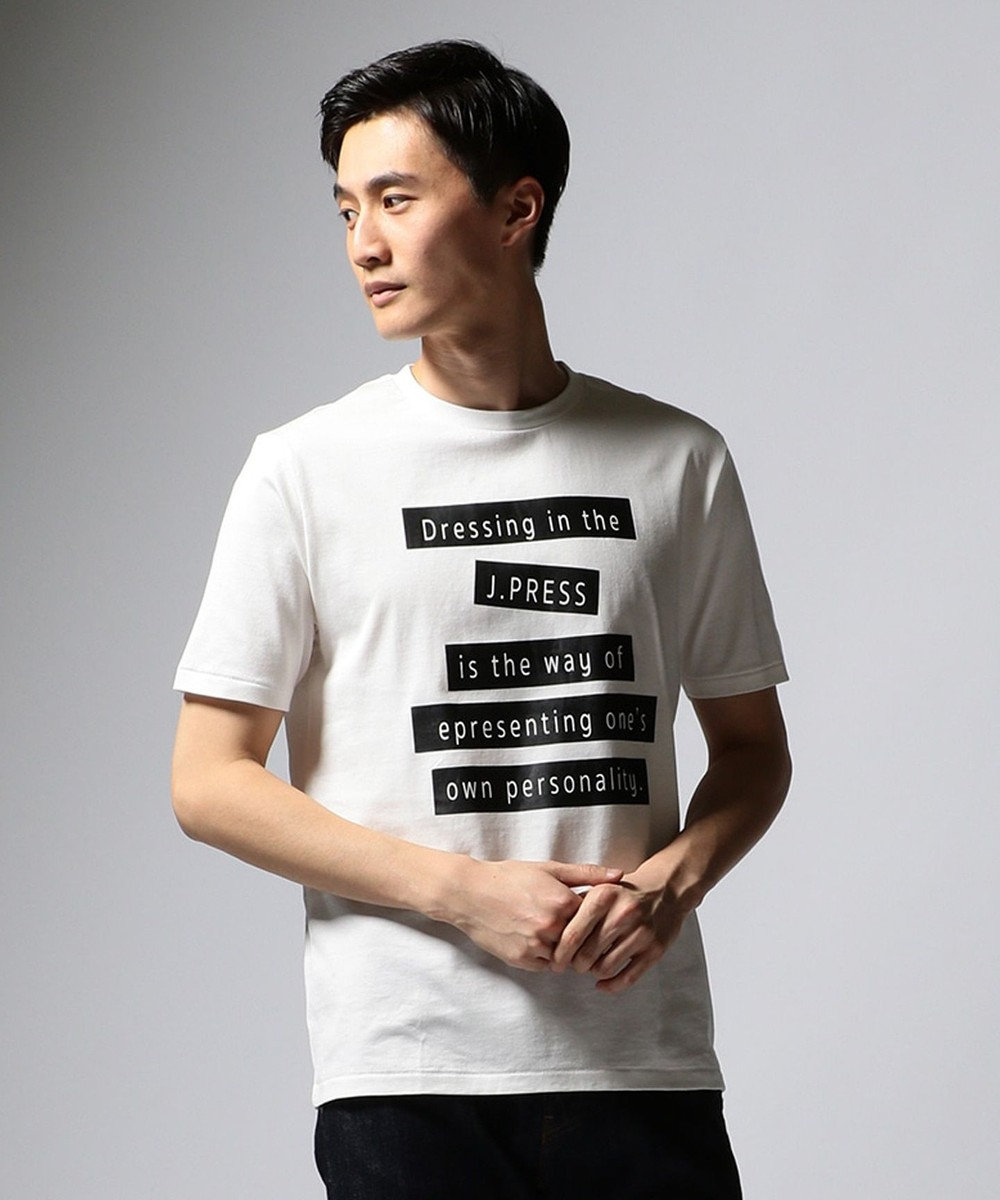 J.PRESS MEN プリント Tシャツ(検索番号W142) ホワイト系