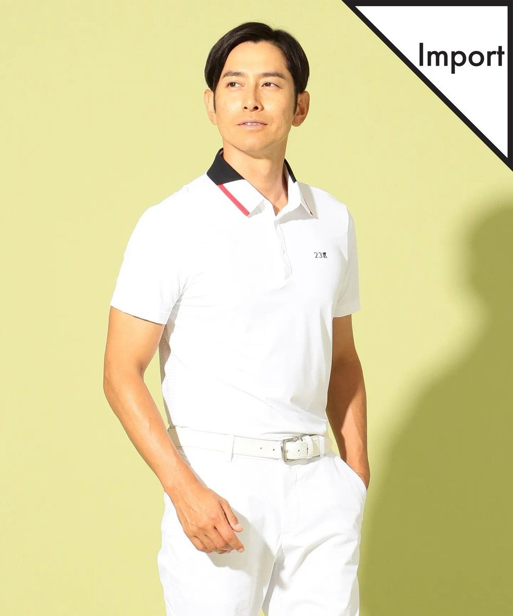 23区GOLF 【MEN】【IMPORT】メッシュブラッキング ポロシャツ ホワイト系