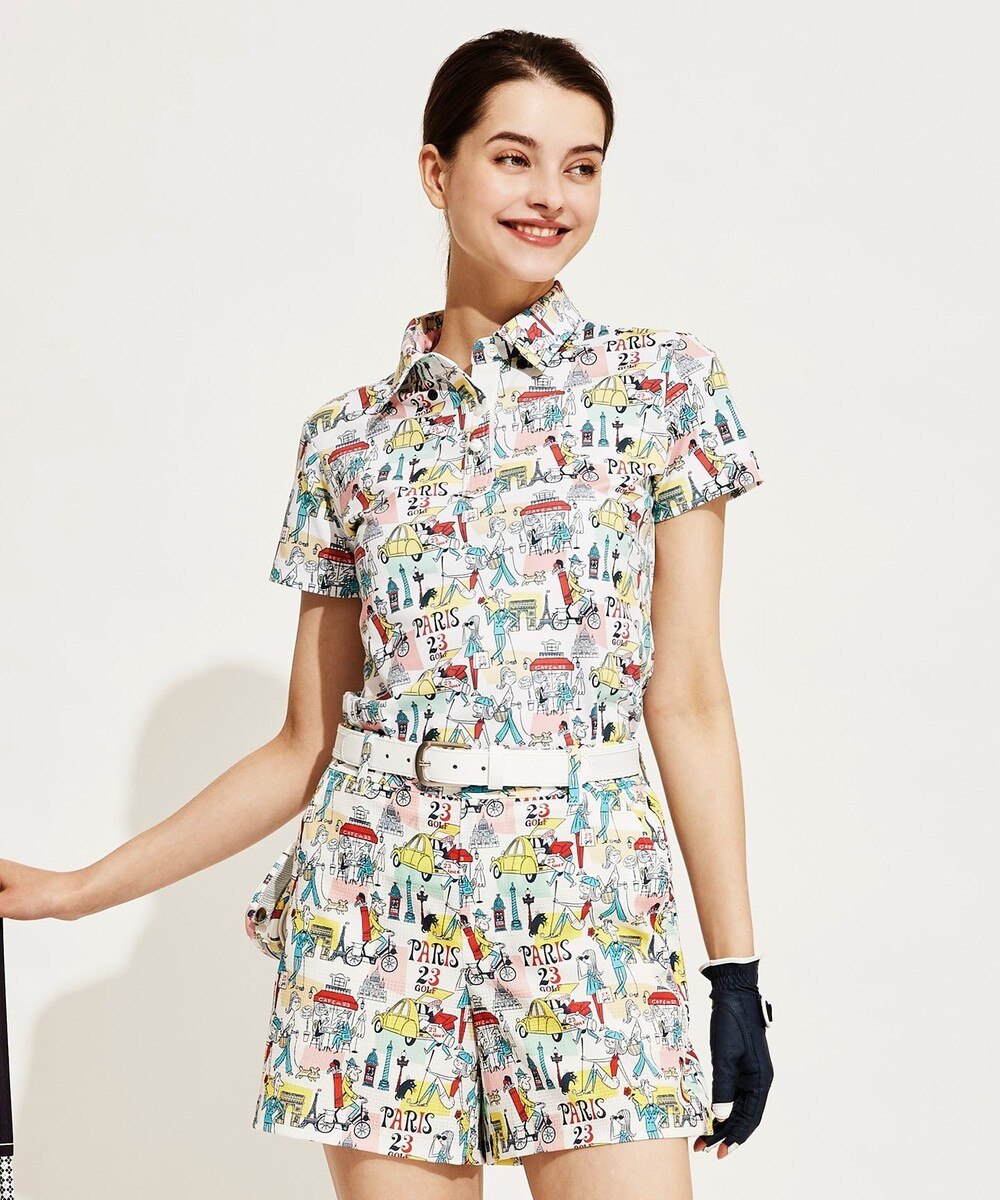 【オンワード】 23区GOLF>トップス 【WOMEN】25周年 イラストレーターコラボ スペシャルポロシャツ ホワイト 1 レディース 【送料無料】