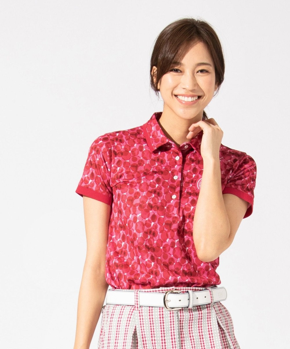 23区GOLF 【WOMEN】【UV / 吸水速乾】ドットプリント ポロシャツ ピンク系5