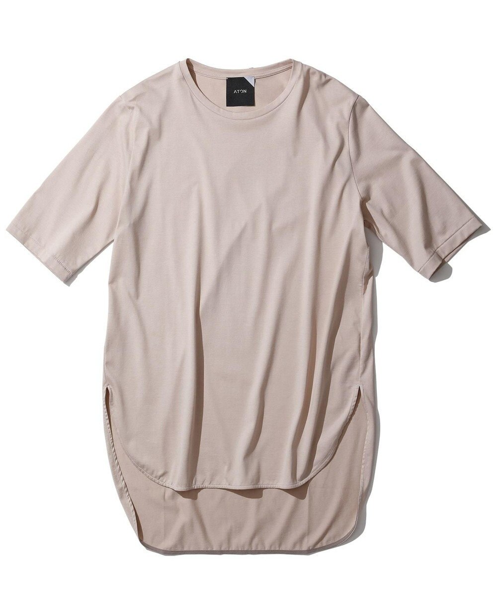 SUVIN 60/2 | ラウンドヘム S/S Tシャツ, BEIGE, 02