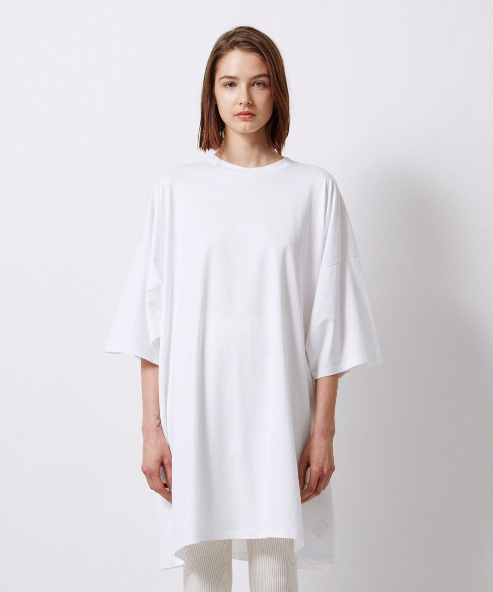 ATON SUVIN60/2  | オーバーサイズ Tシャツドレス WHITE