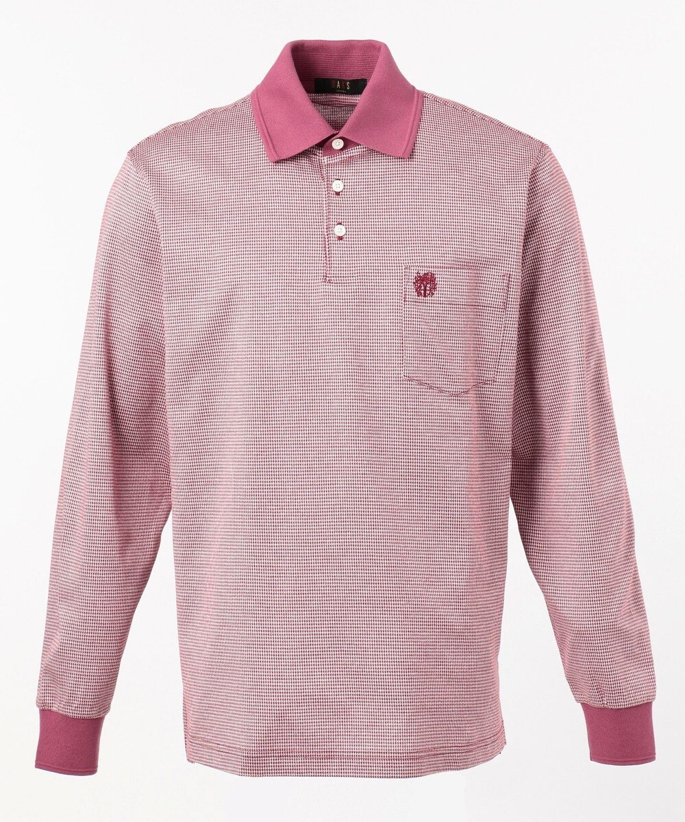 【オンワード】 DAKS>トップス 【4色展開】ハウンドトゥースジャガードクルーズ ポロシャツ レッド M メンズ 【送料無料】