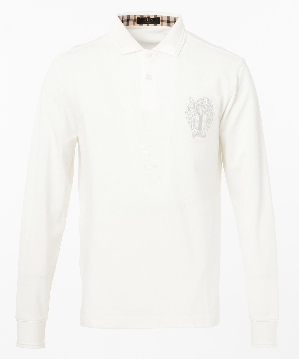 【オンワード】 DAKS>トップス 【WEB&一部店舗限定】ビッグクレスト刺繍 長袖ポロシャツ サックスブルー LL メンズ 【送料無料】