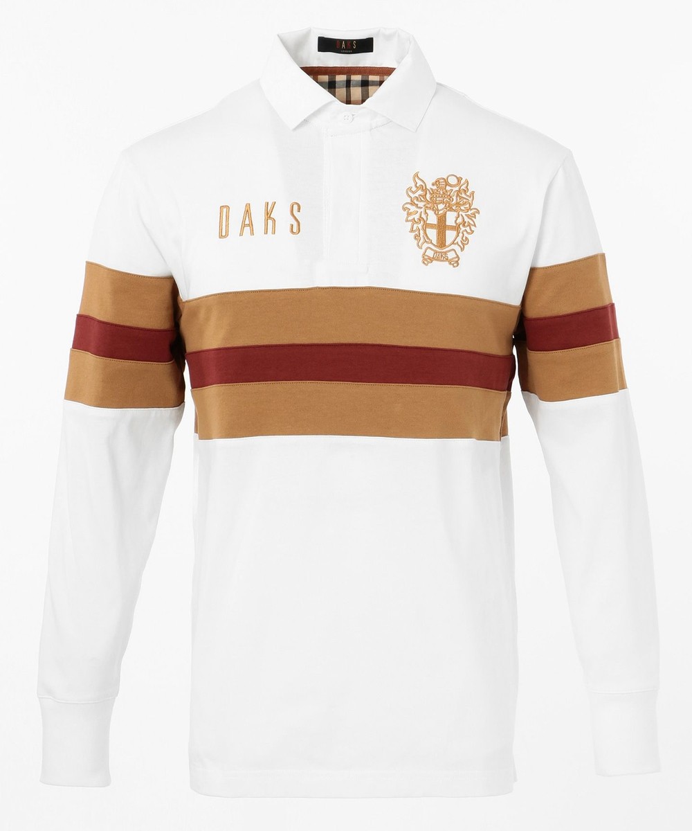 【オンワード】 DAKS>トップス 【WEB & 一部店舗限定】ビッグロゴ刺繍 ラガーシャツ ホワイト L メンズ 【送料無料】