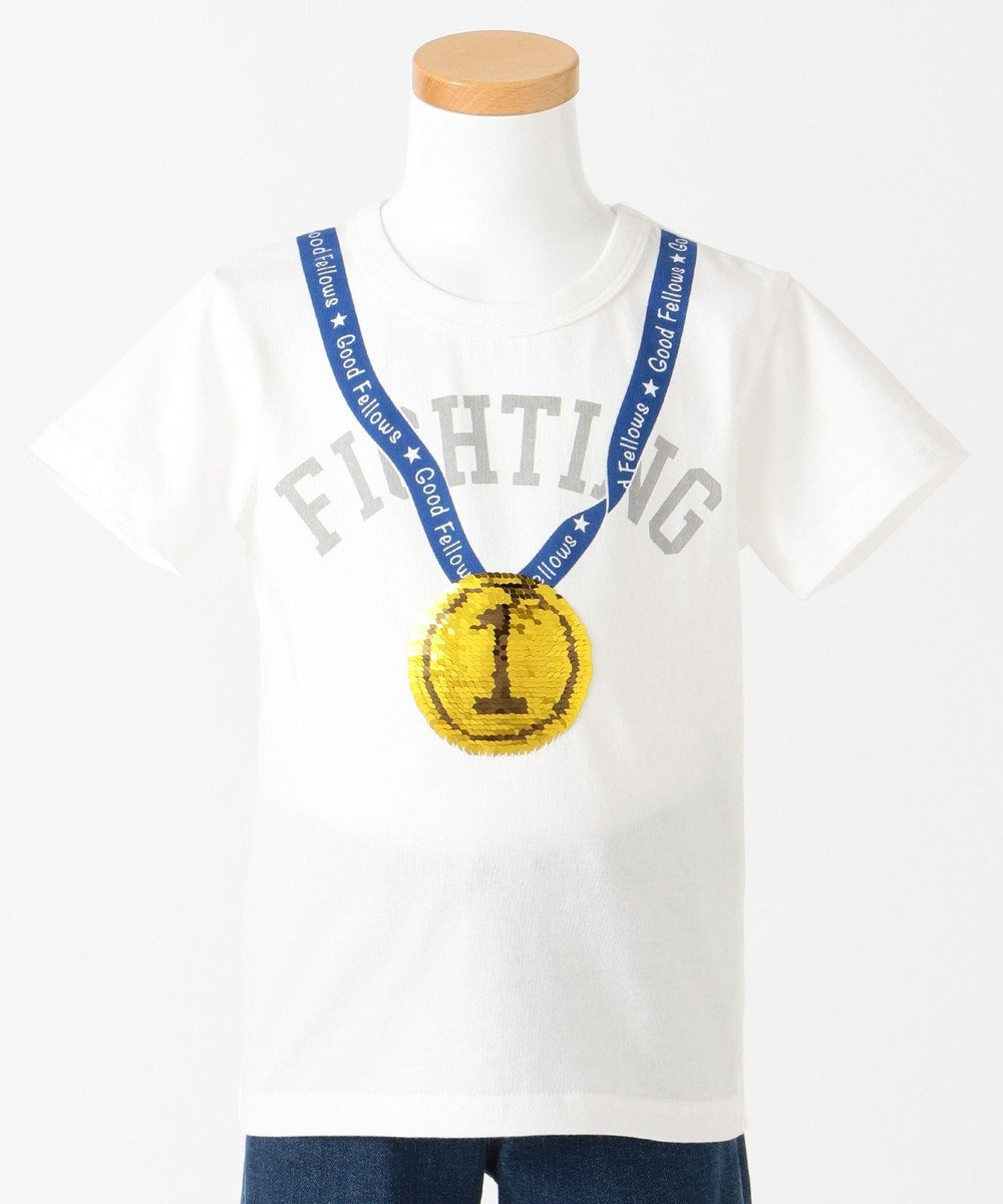 any FAM KIDS 【BOYS/100-130cm】ミラクルスパンコールメダル Tシャツ ホワイト系