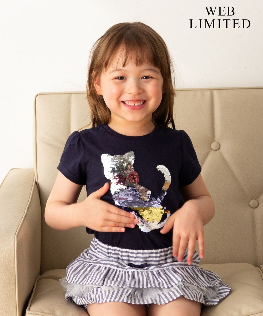 any FAM KIDS 【WEB限定/100-130cm】ミラクルスパンコールTシャツ ネイビー系