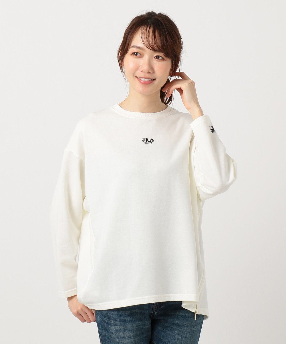 any FAM L 【洗える】FILAコラボ　ロングTシャツ オフホワイト