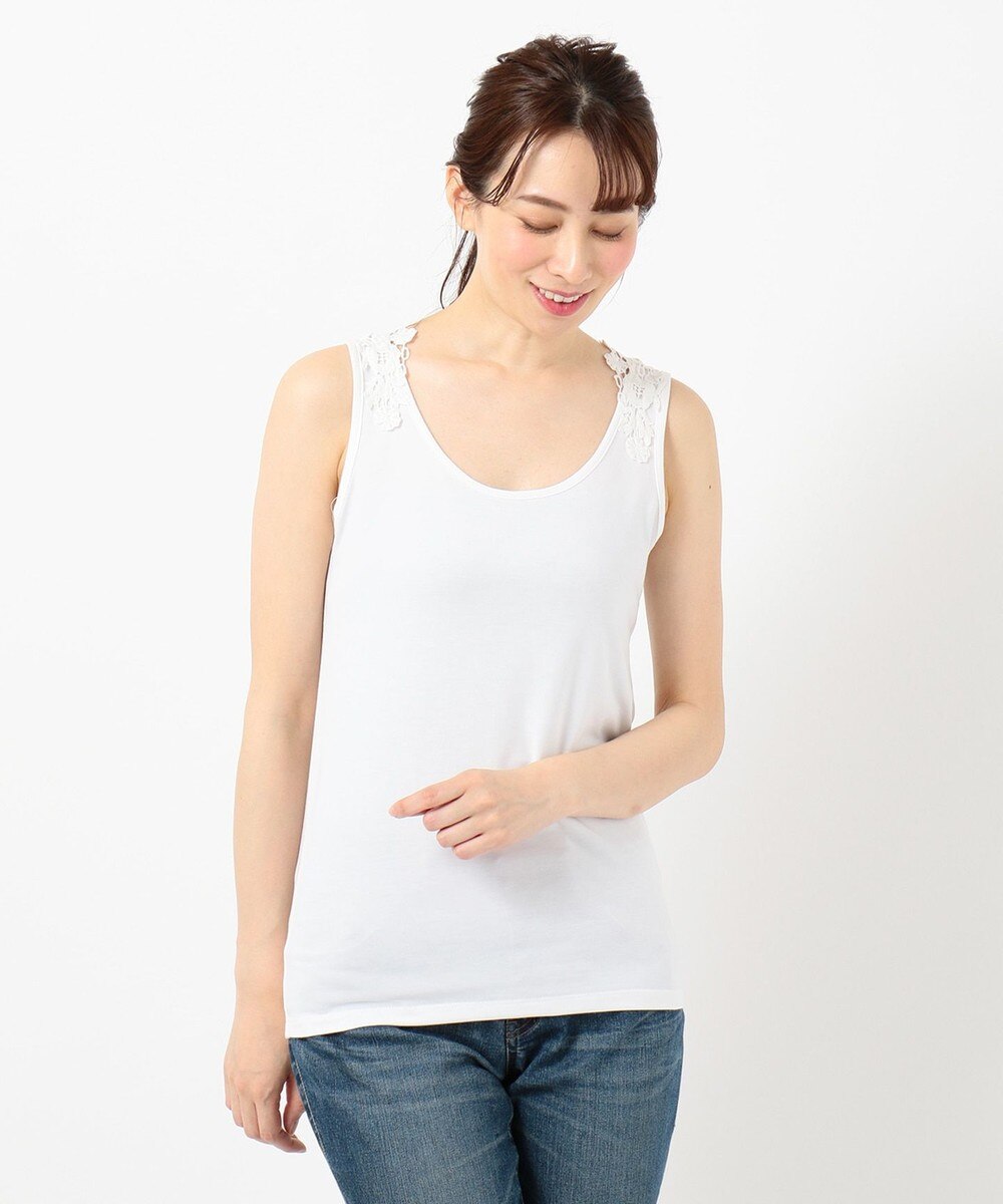 【オンワード】 any FAM>トップス 【定番人気】バックレース タンクトップ ホワイト 2 レディース 【送料無料】