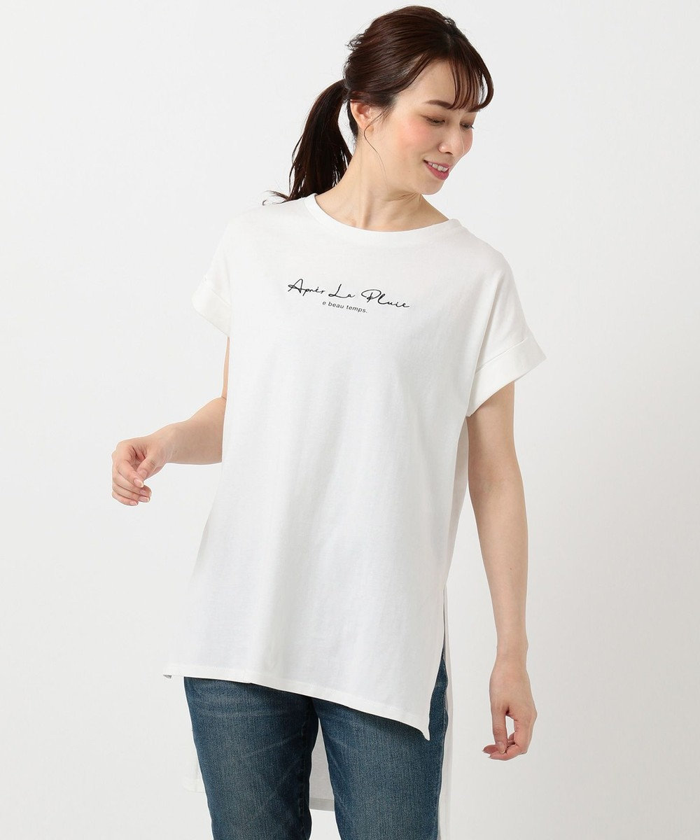 any FAM 【オーガニックコットン】オーガビッツロゴロング丈 Tシャツ ホワイト系
