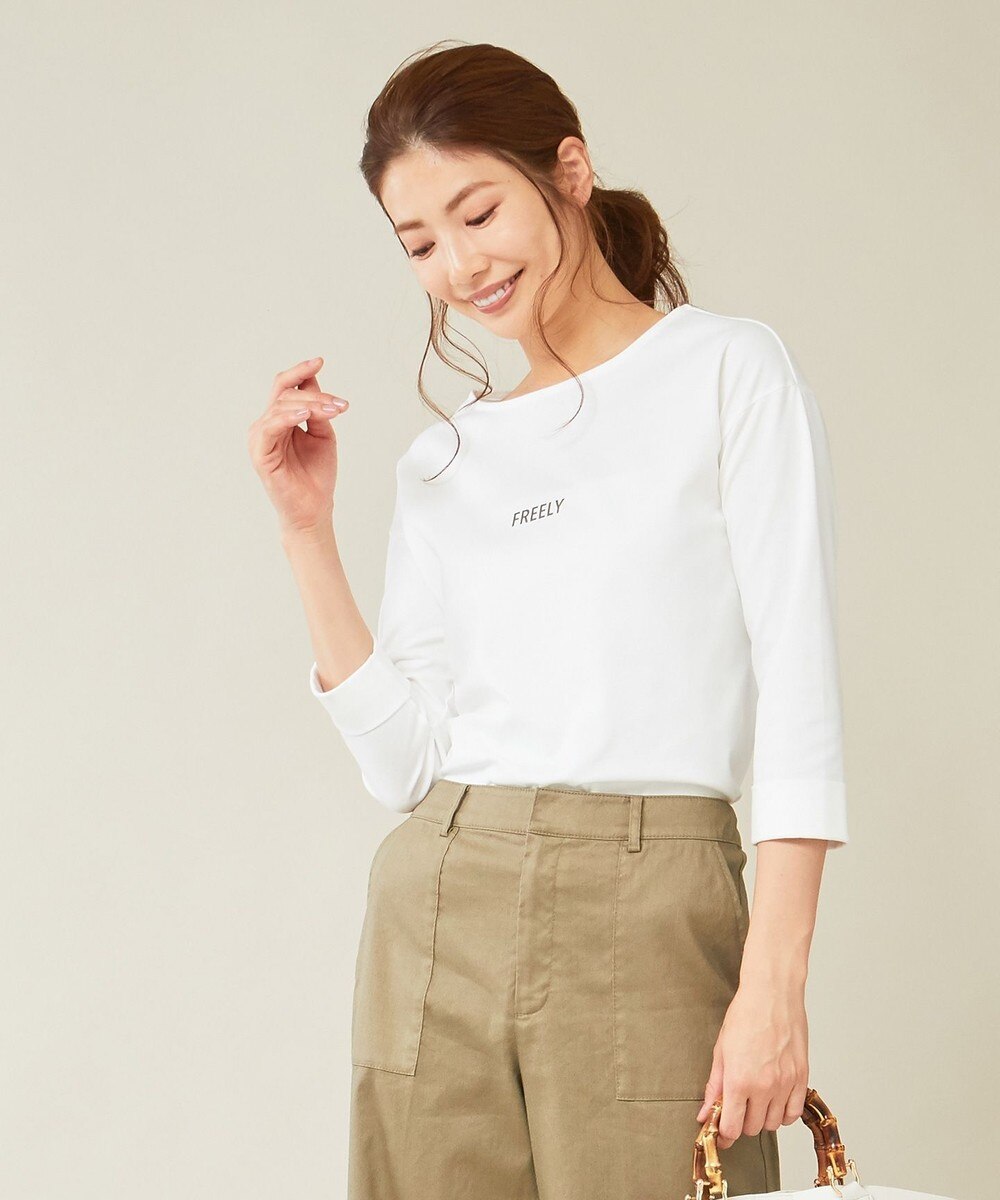 【オンワード】 J.PRESS LADIES L>トップス スーピマポンチ無地ロゴ Tシャツ ホワイト T15 レディース 【送料無料】