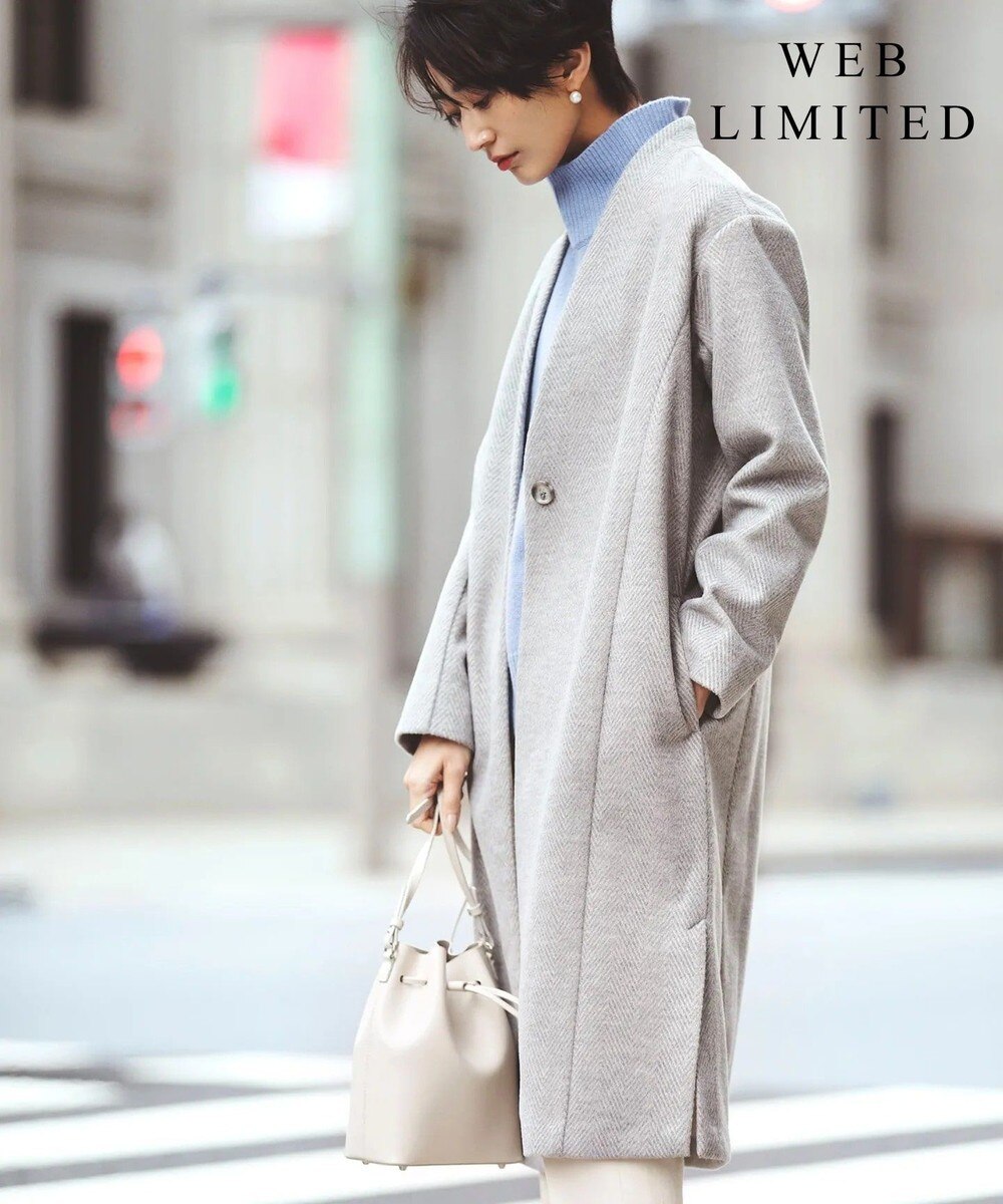 【オンワード】 J.PRESS LADIES L>ジャケット/アウター 【WEB限定】洗える T/Rライトアウター ノーカラーコート ライトグレー T13 レディース 【送料無料】