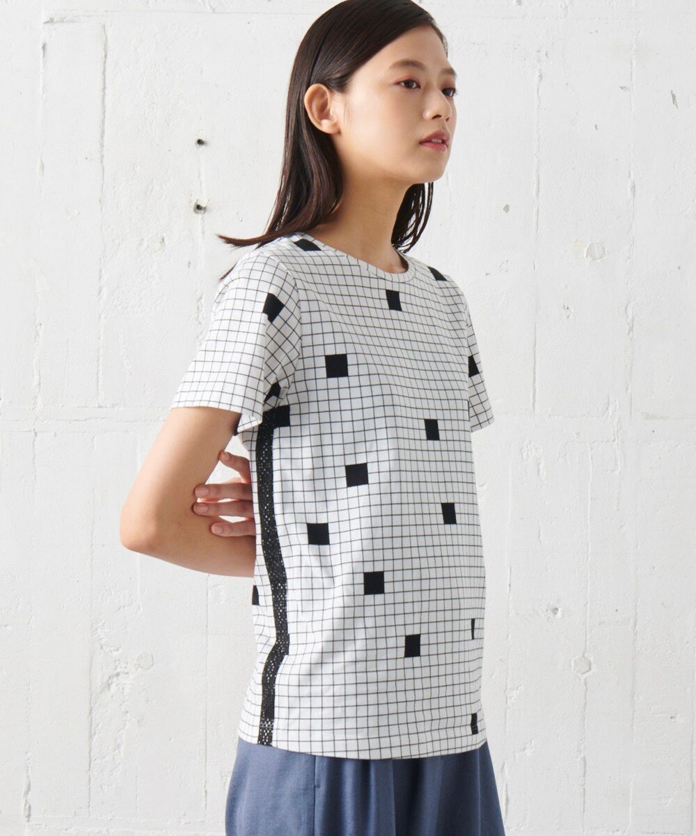 【オンワード】 JOSEPH STUDIO>トップス 【洗える】ピクセルプリント Tシャツ ホワイト M レディース 【送料無料】