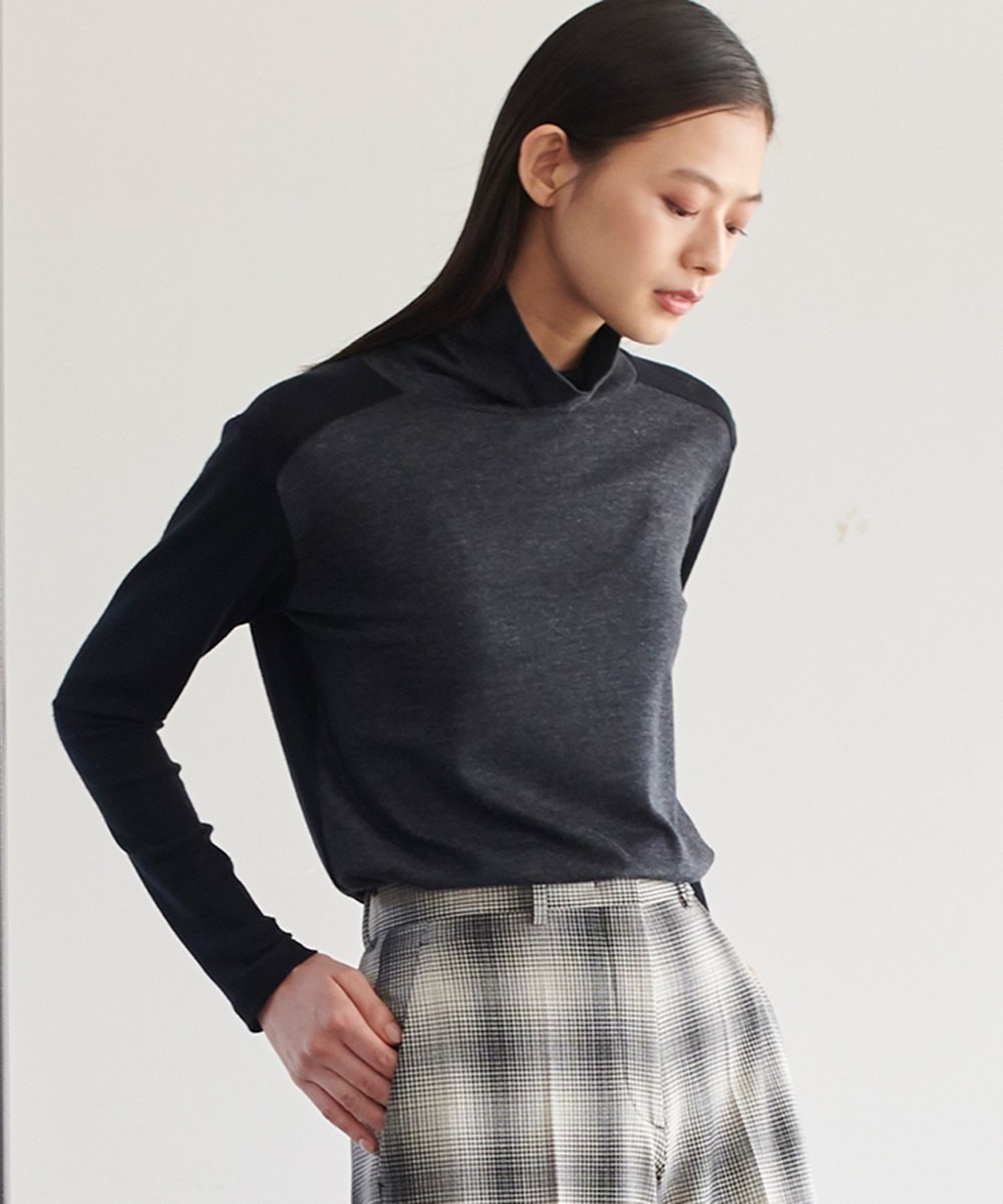 【オンワード】 JOSEPH STUDIO>トップス 【百々千晴さん推薦】バイカラージャージー ハイネックT ベージュ S レディース 【送料無料】