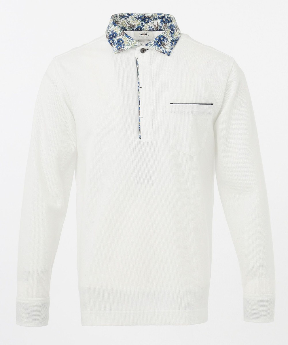 【オンワード】 JOSEPH ABBOUD>トップス 【洗える】OGシャンブレーバック鹿ノ子 ポロシャツ ネイビー L メンズ 【送料無料】