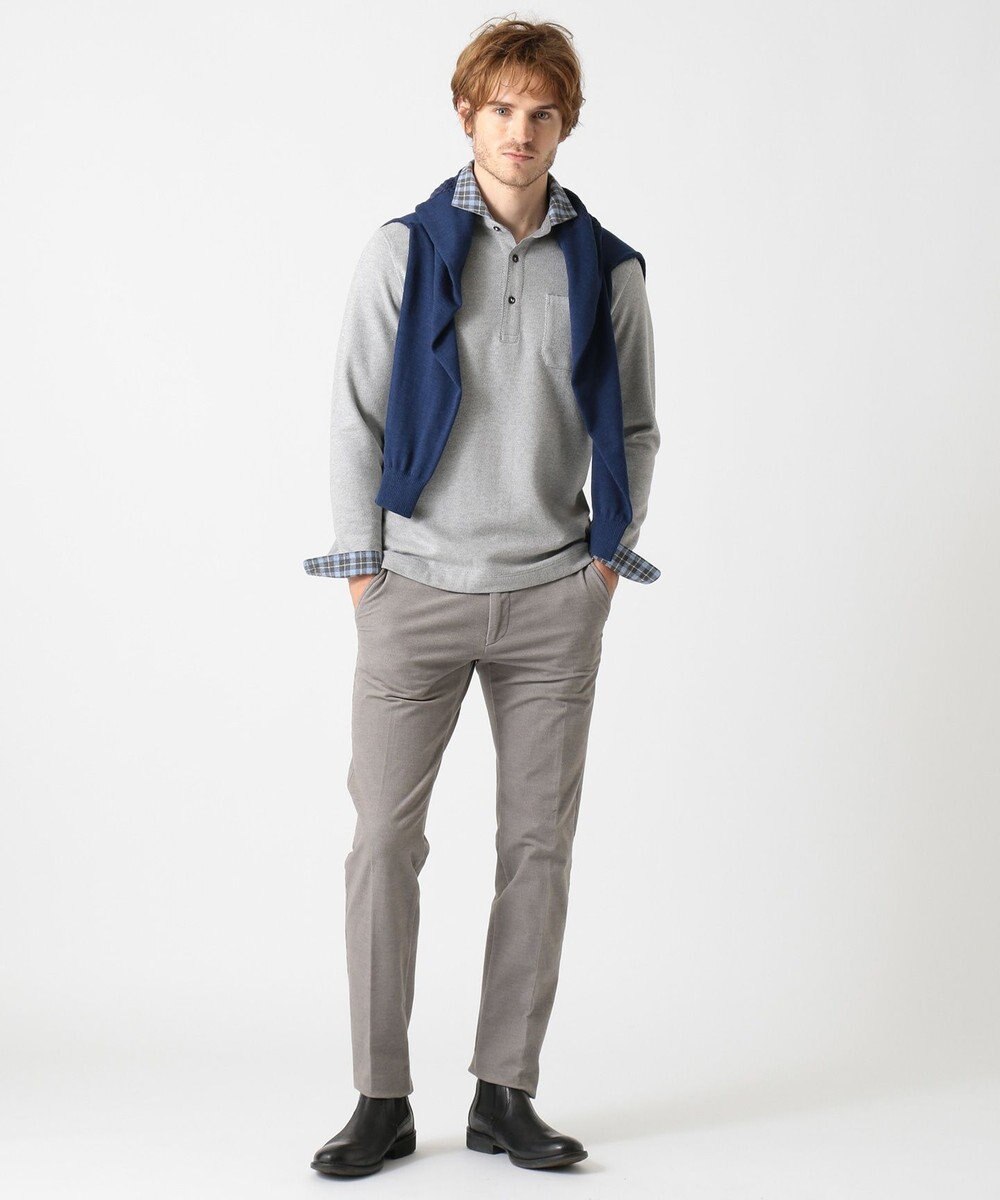 JOSEPH ABBOUD 【大人気・あったか仕様】シャンブレーダブルフェース ポロシャツ 