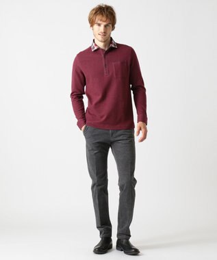 JOSEPH ABBOUD 【大人気・あったか仕様】シャンブレーダブルフェース ポロシャツ ワイン系