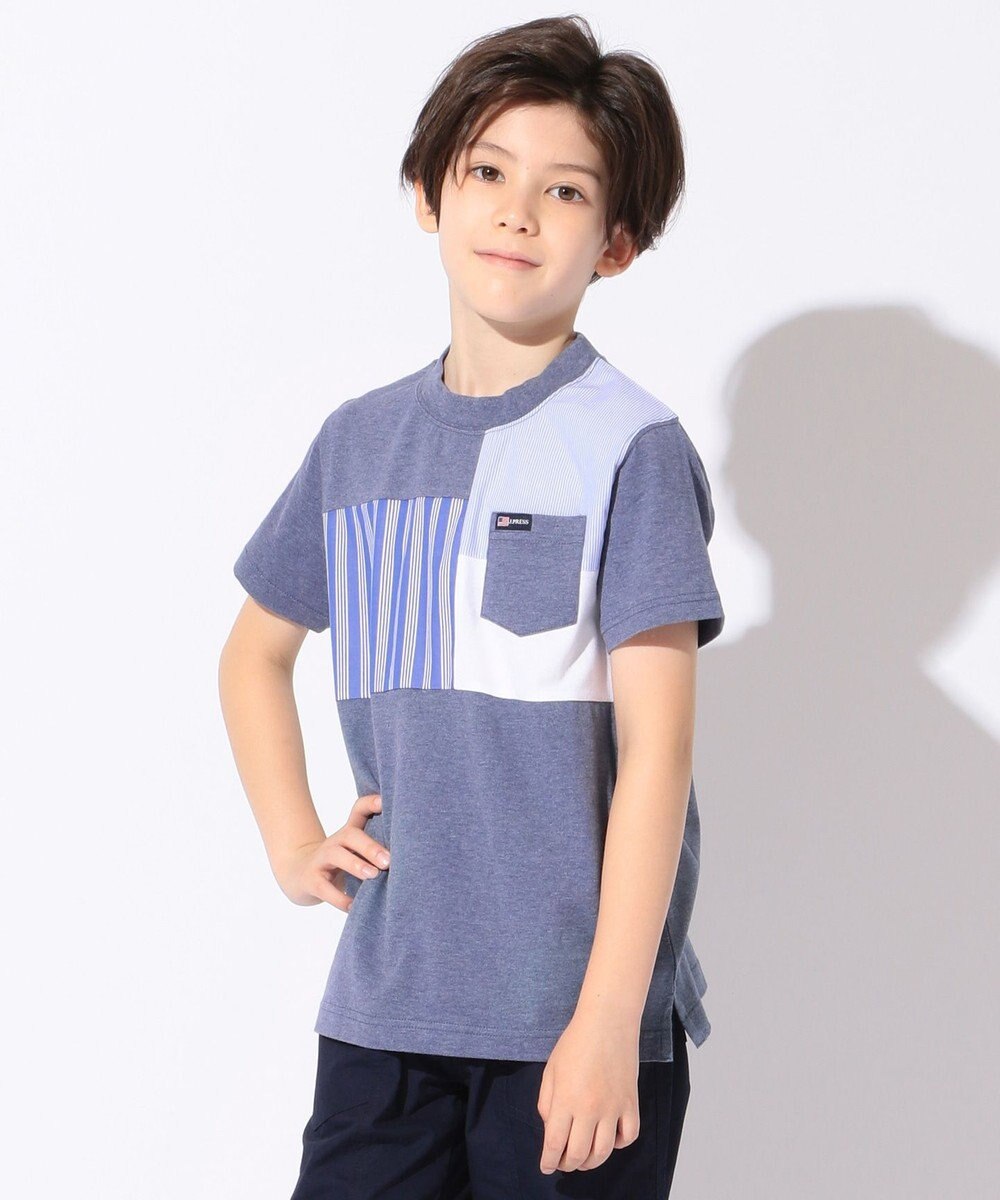 J.PRESS KIDS 【SCHOOL】ブロッキングデザイン 40／2天竺 Tシャツ ダルブルー系