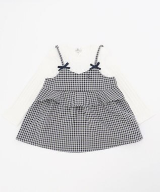 組曲 KIDS 【80-100cm】ウーリッシュチェックレイヤード グレー系3