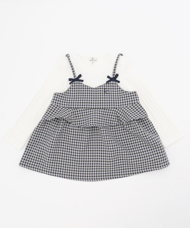 組曲 KIDS 【80-100cm】ウーリッシュチェックレイヤード グレー系3