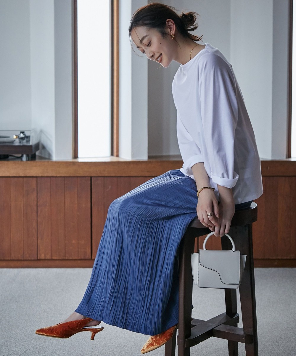 【オンワード】 Production Labo>トップス 【洗える / オーガニックコットン】ボートネックロングTシャツ(WOMENS) ホワイト S レディース 【送料無料】