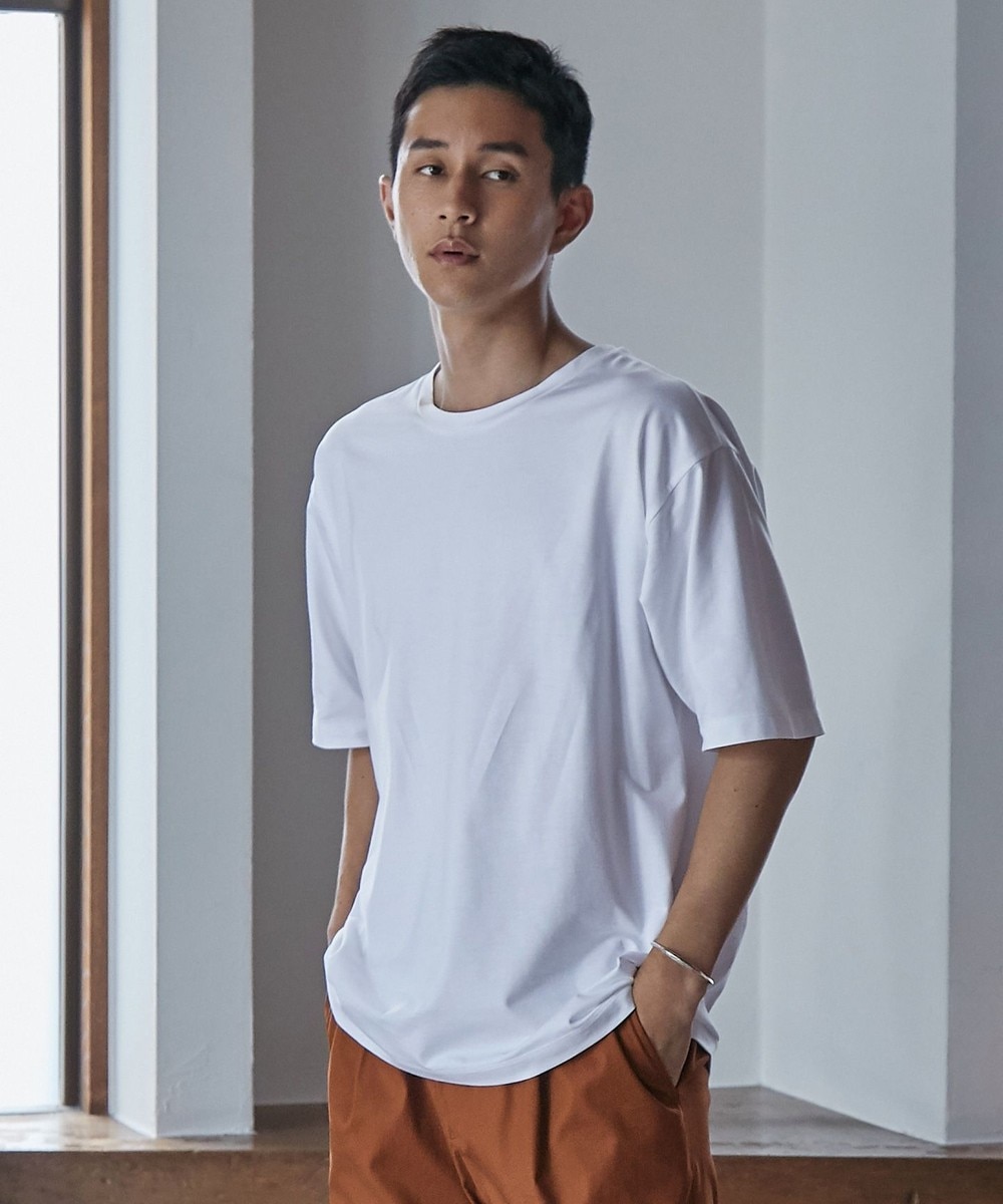 【オンワード】 Production Labo>トップス 【洗える / オーガニックコットン】5分袖Tシャツ(MENS) ホワイト M メンズ 【送料無料】