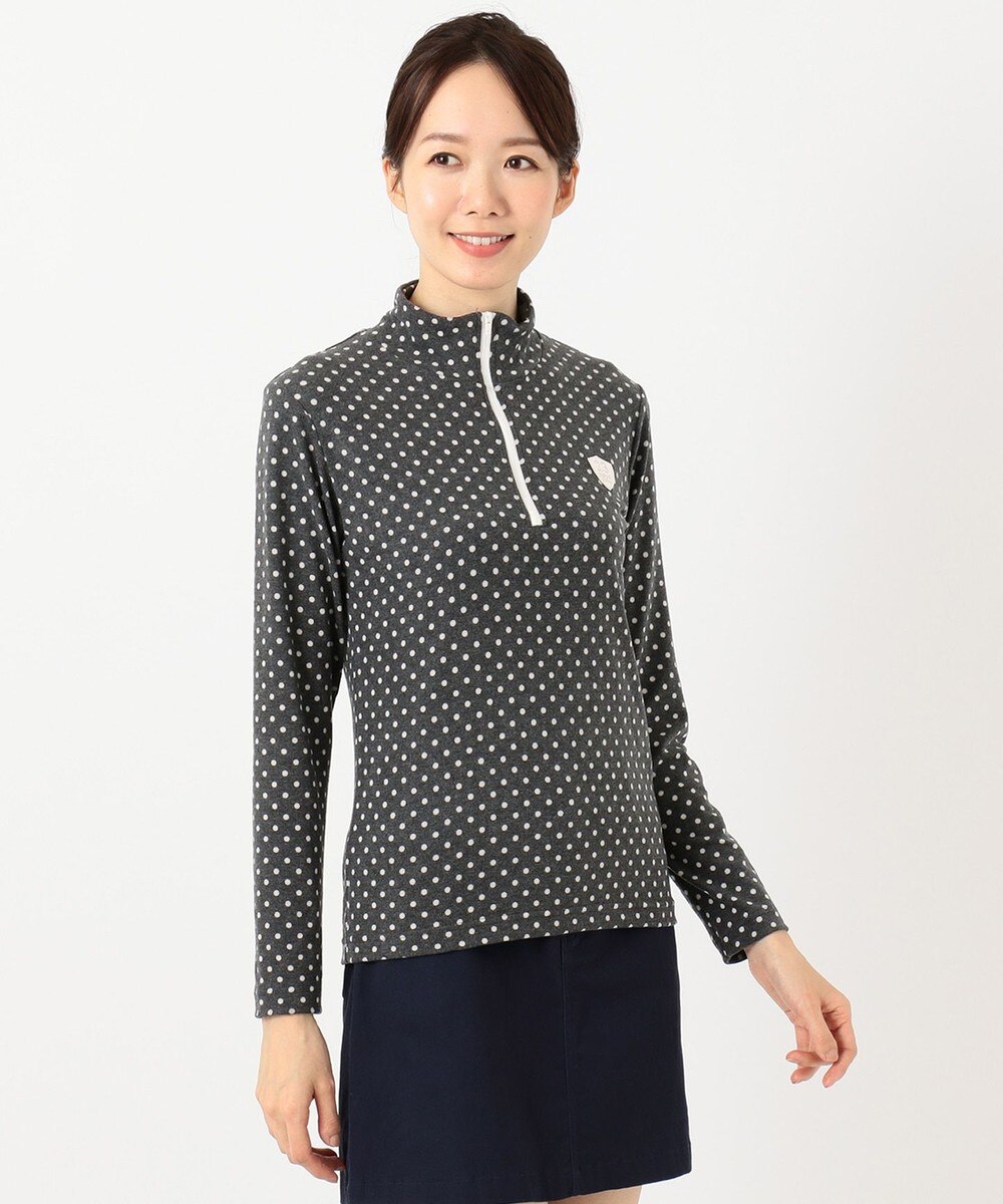 【オンワード】 23区GOLF>トップス サーモ機能で暖か!【WOMEN】【保温】ドット柄 起毛ハーフジップシャツ ブラック 2 レディース 【送料無料】