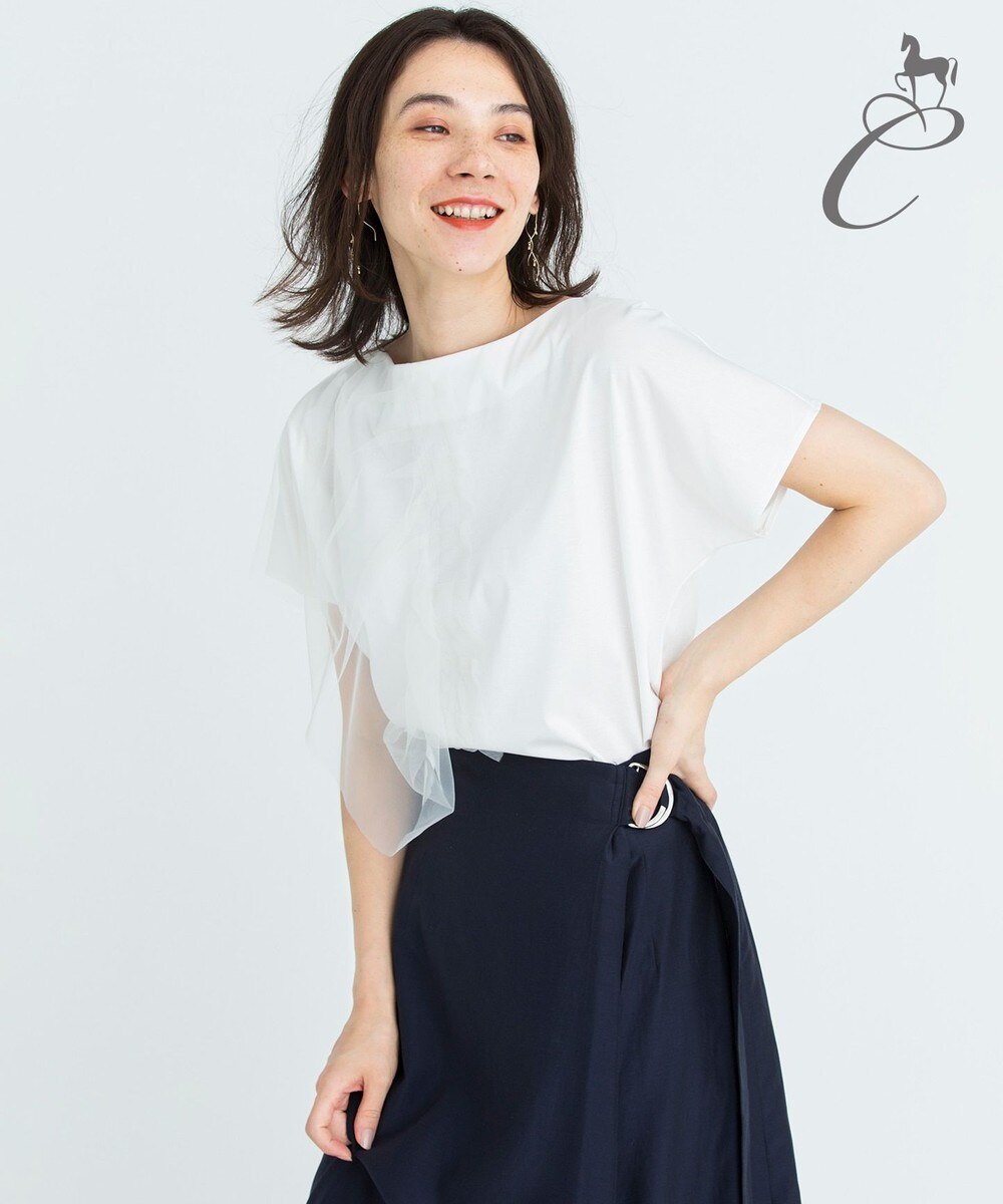 【オンワード】 自由区>トップス 【Class Lounge】TECHNO RAMA チュールデザインTシャツ レッド 38 レディース 【送料無料】