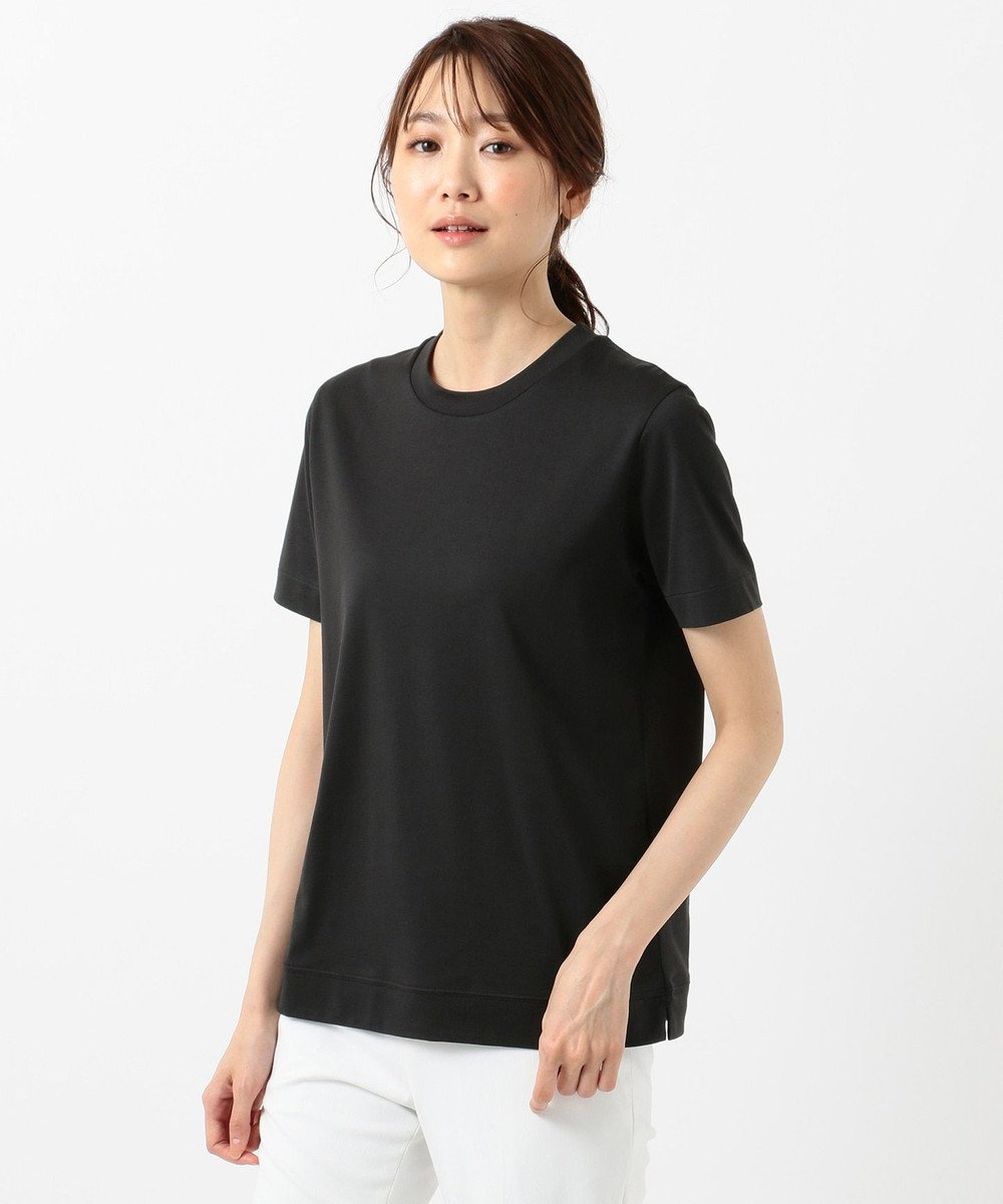 23区 【洗える】Suvin Cotton Tシャツ ブラック系